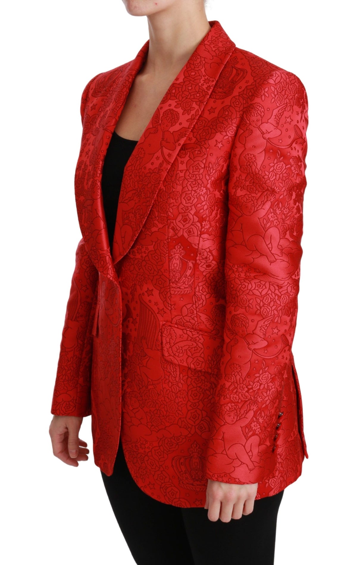Dolce & Gabbana Roter geblümter Engel Blazermantel Jacke