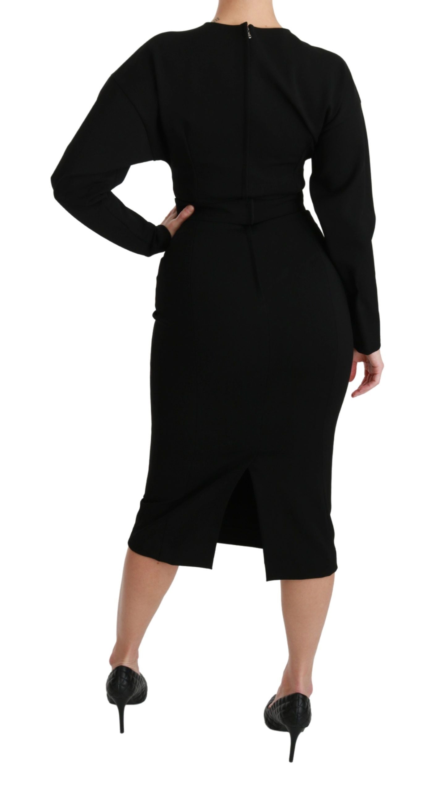Dolce & Gabbana Schwarzes Bodycon Etuikleid Midi Stretch Kleid