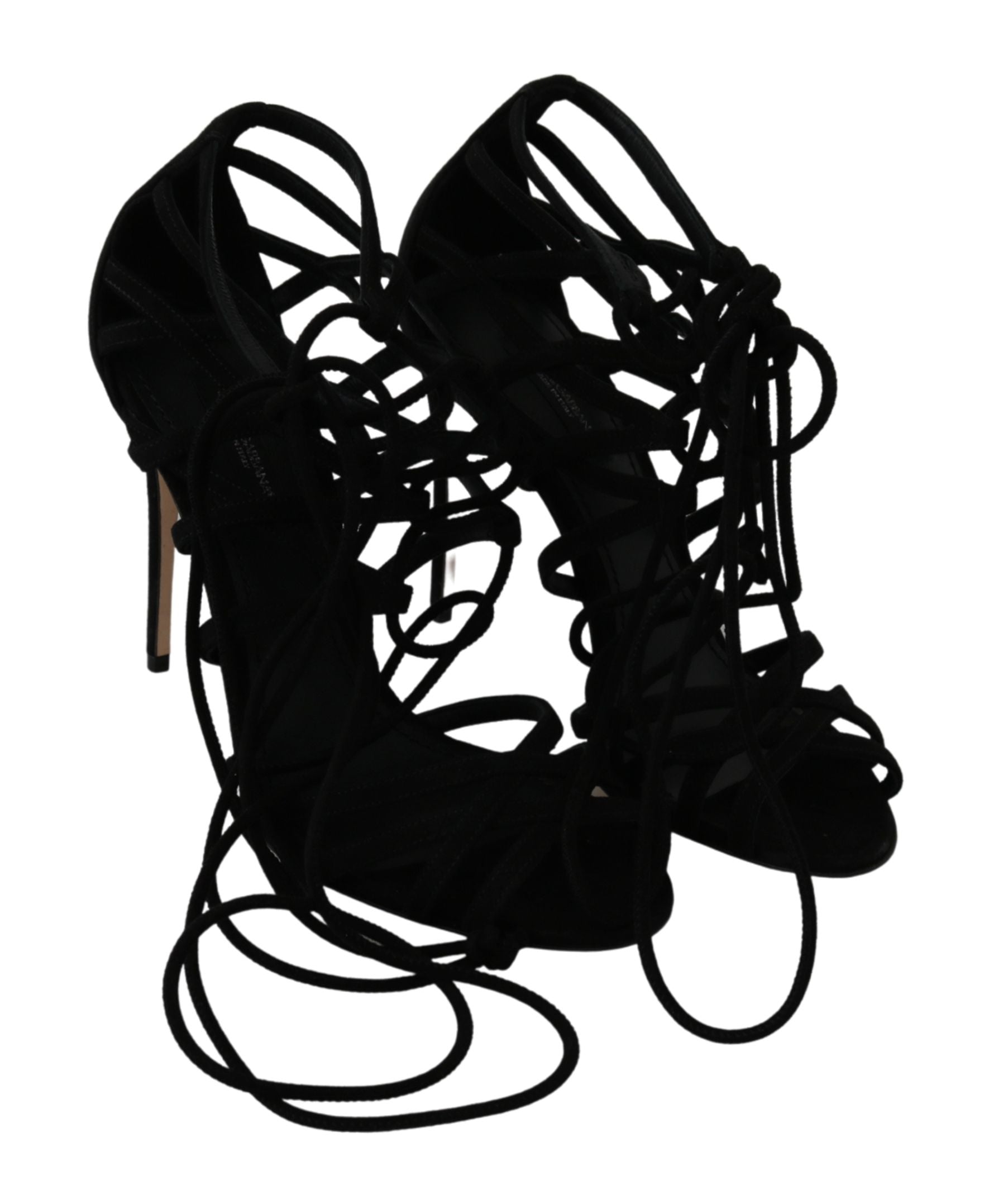 Dolce & Gabbana Schwarz Wildleder Riemen Stilettos Schuhe Sandalen
