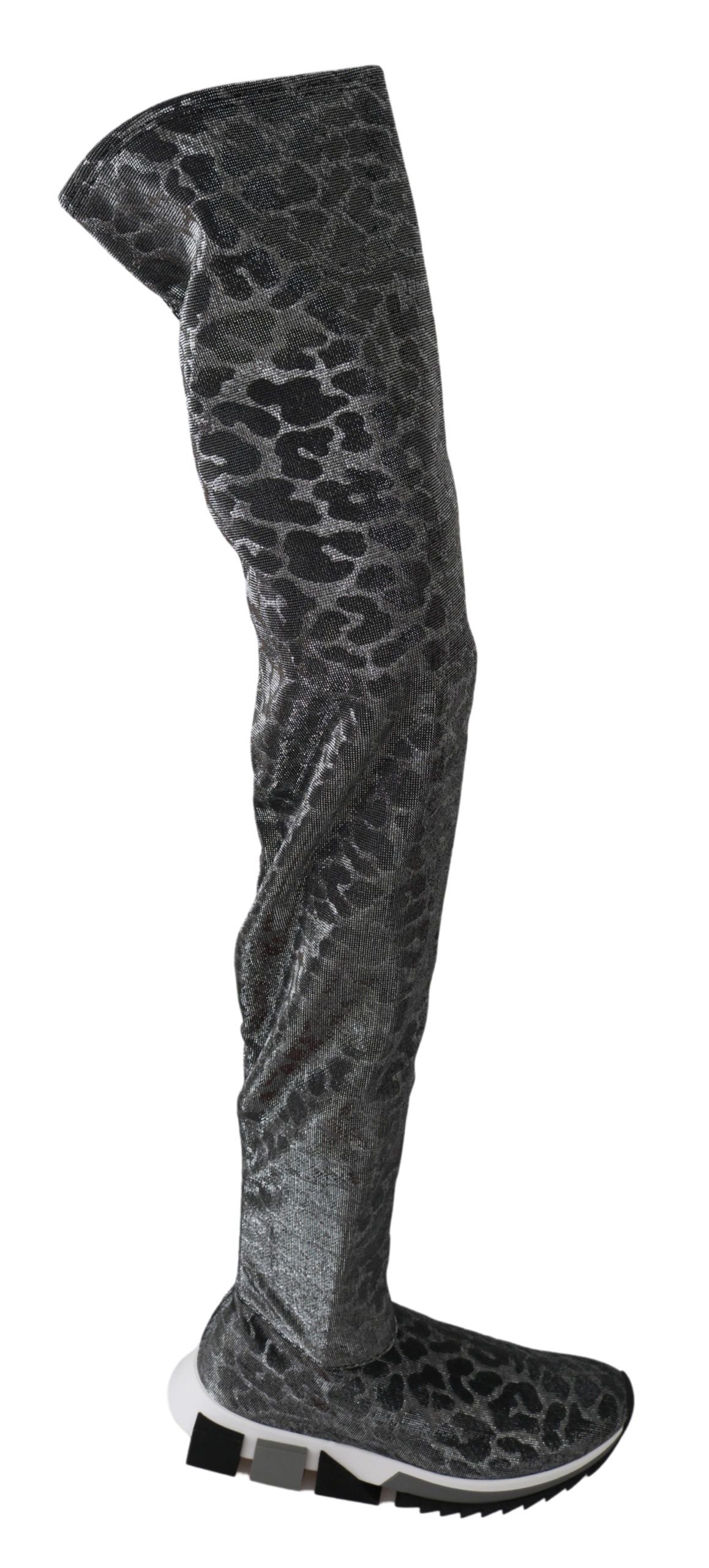 Dolce & Gabbana Grau Leopard High Top Sneakers Booties Schuhe