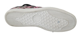 Dolce & Gabbana Rosa Leopard Print Training Leder Flache Turnschuhe