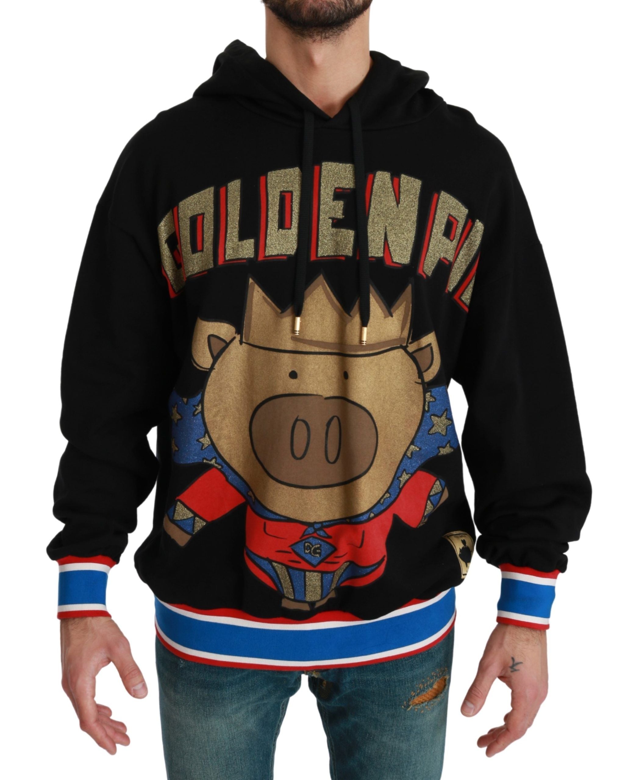 Dolce & Gabbana Schwarzer Pullover Schwein des Jahres mit Kapuze