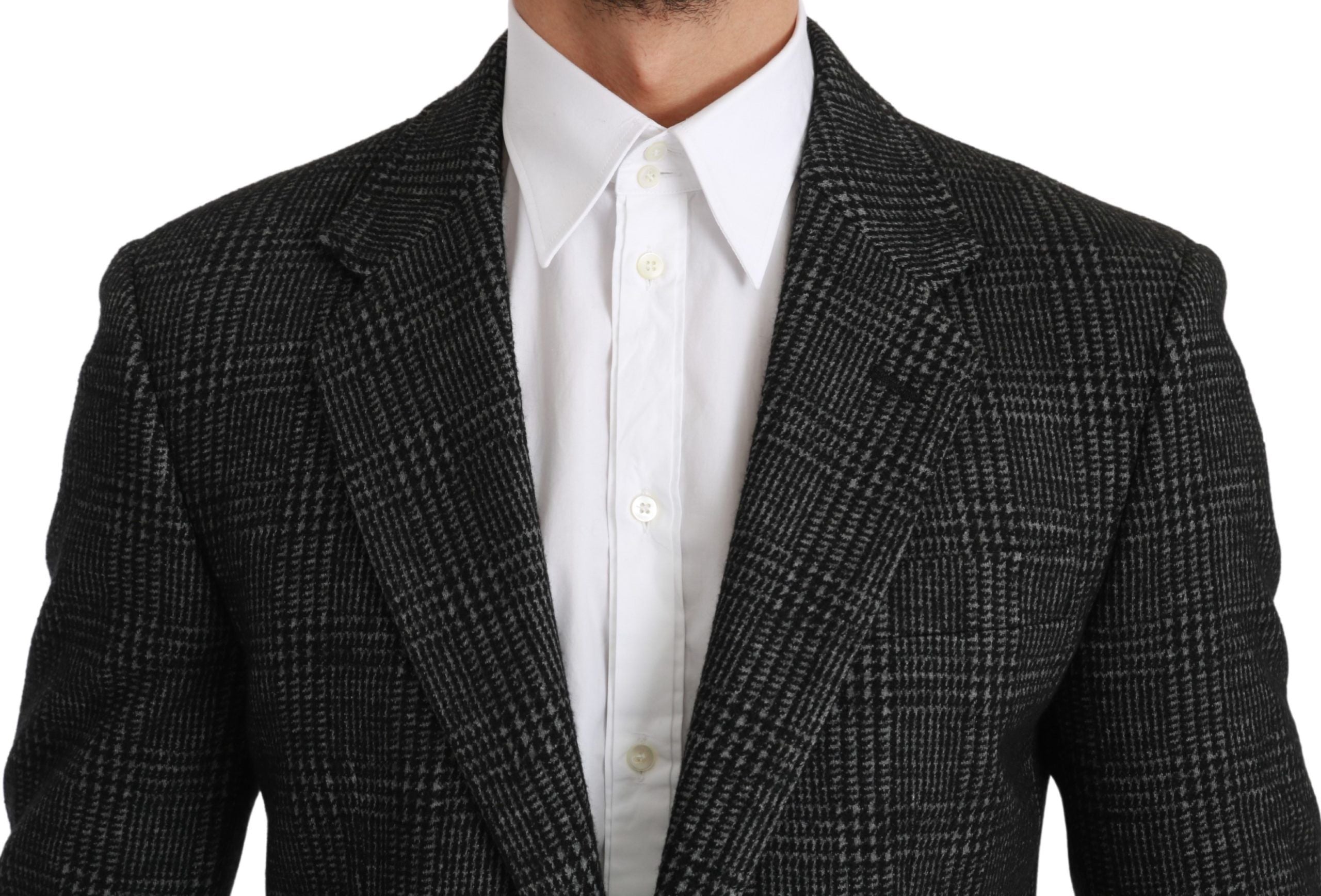 Dolce & Gabbana Graue karierte Jacke mit schmalem Schnitt Blazer