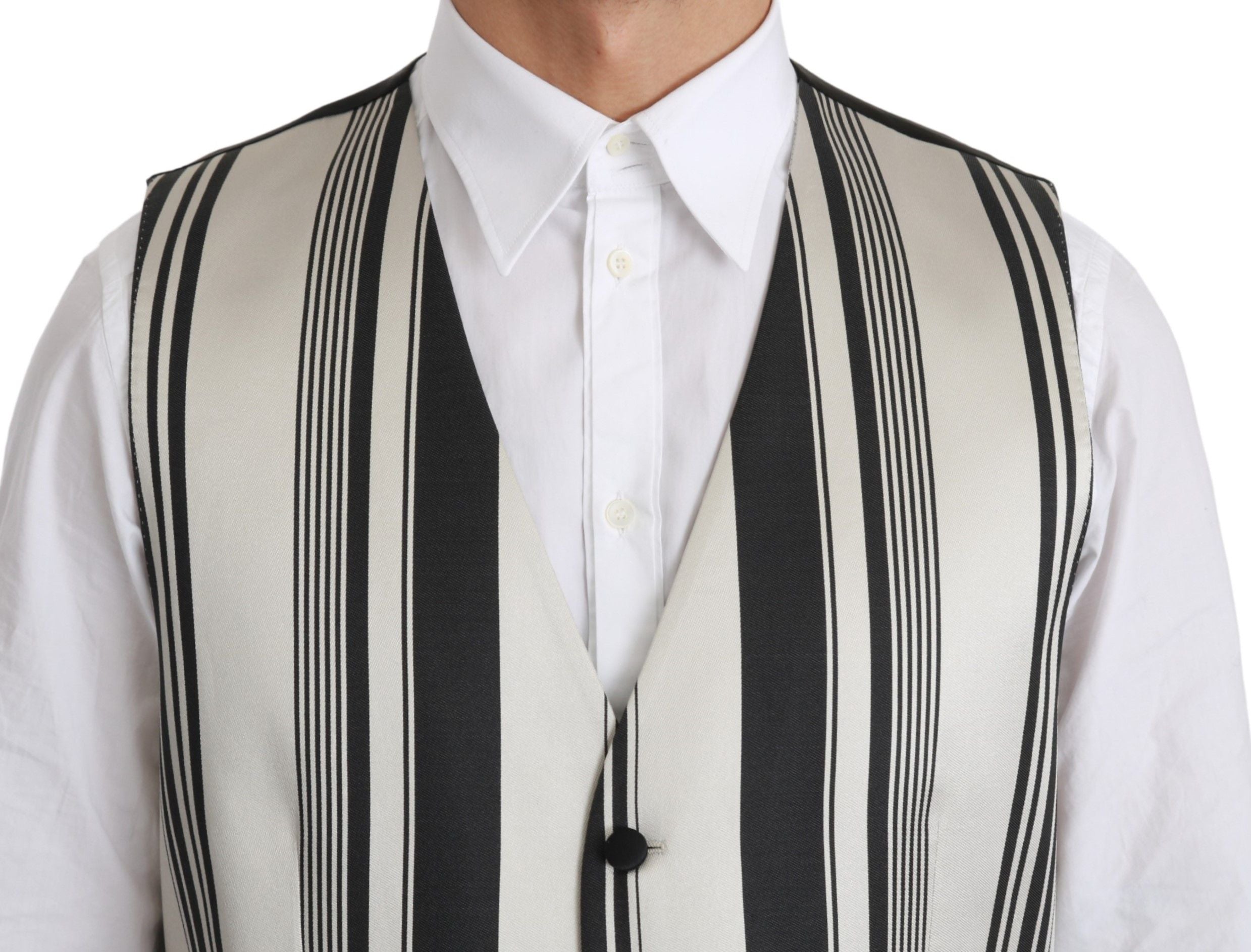 Dolce & Gabbana Weiß Schwarz Gestreift Weste Formelle Weste