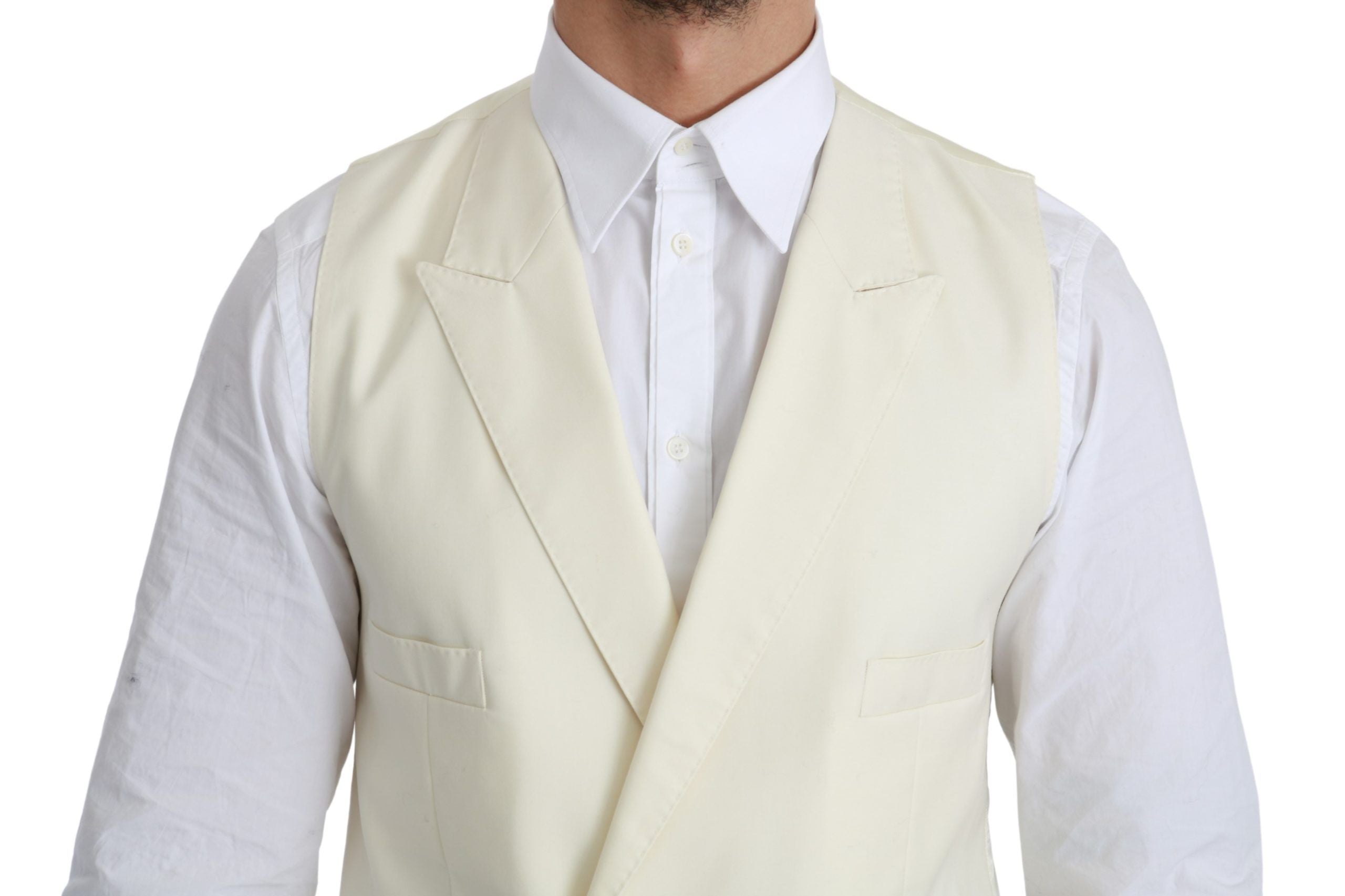 Dolce & Gabbana Weiße Weste Formale Wollweste