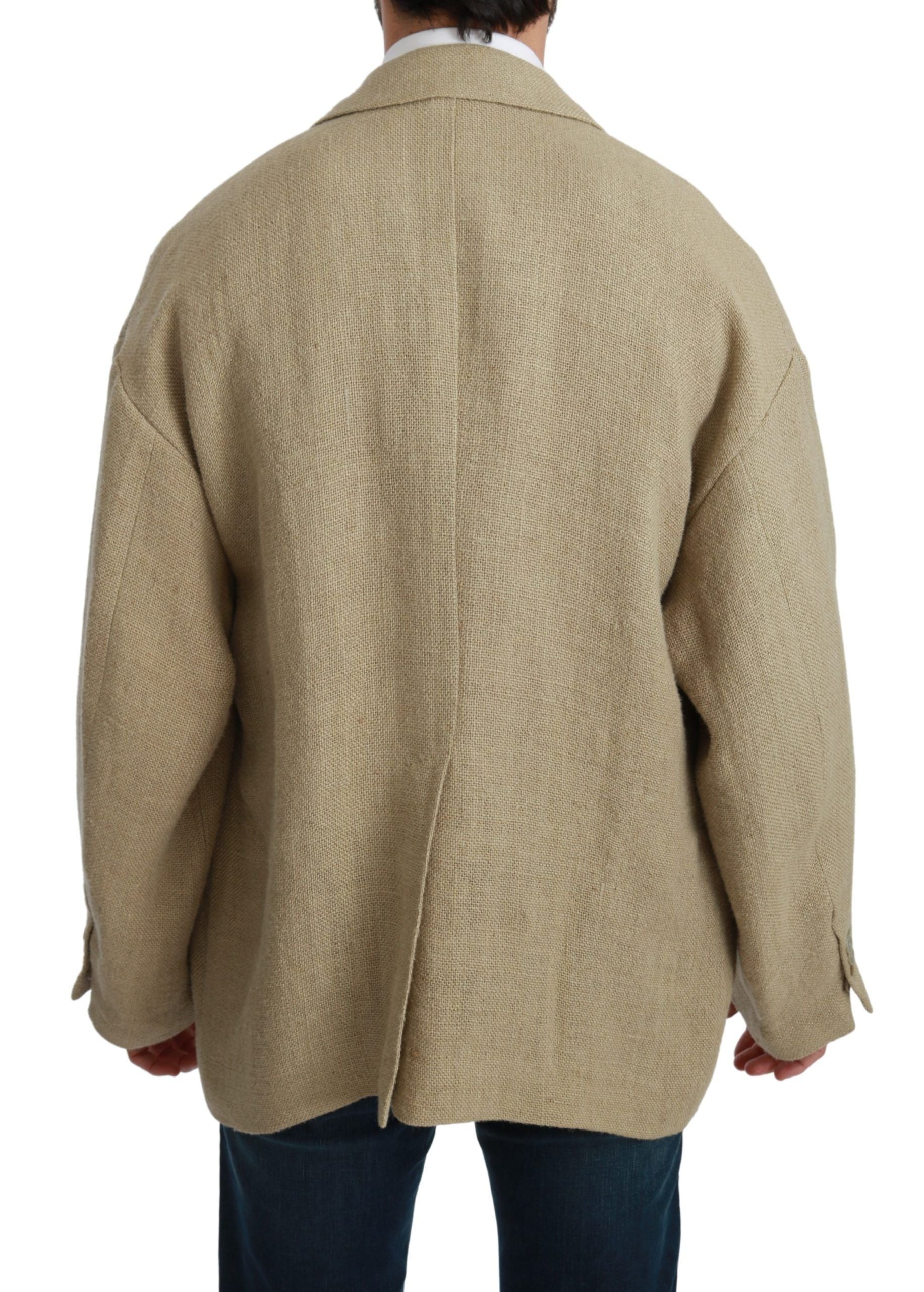 Dolce & Gabbana Beige Jacke Mantel 100% Jute Blazermantel