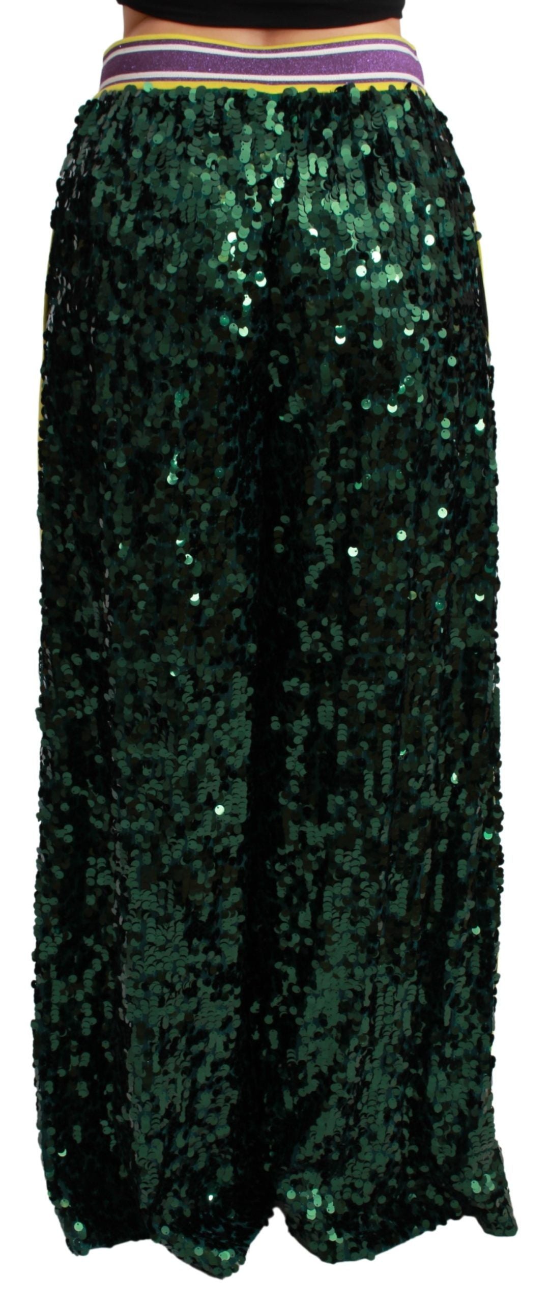 Dolce & Gabbana Grüne Paillettenhosen Queens Angel Pants