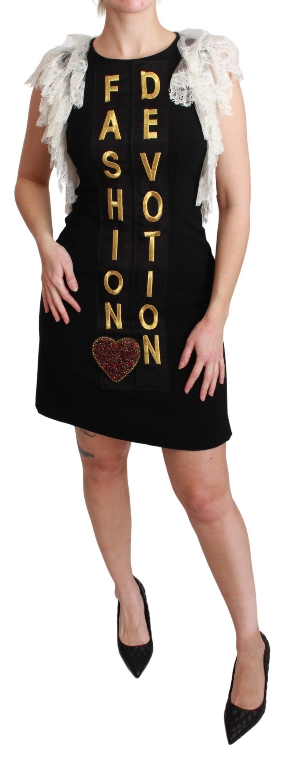 Dolce & Gabbana Schwarzes Fashion Devotion Etuikleid Mini
