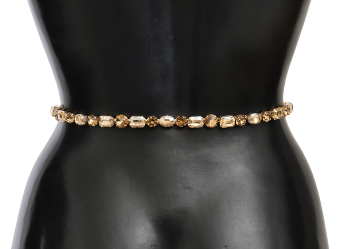 Dolce & Gabbana Weißer Leder Gürtel mit Kristallen