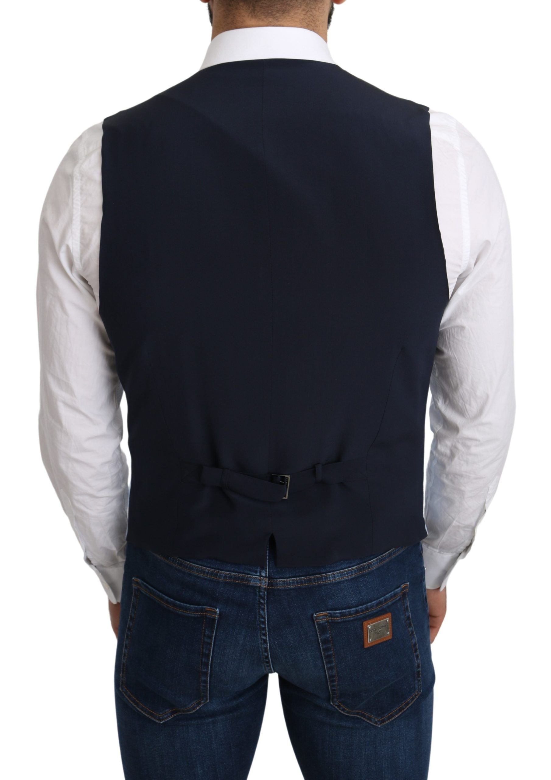 Dolce & Gabbana Blauer Viskose-Stretch-Mantel, formelle Weste