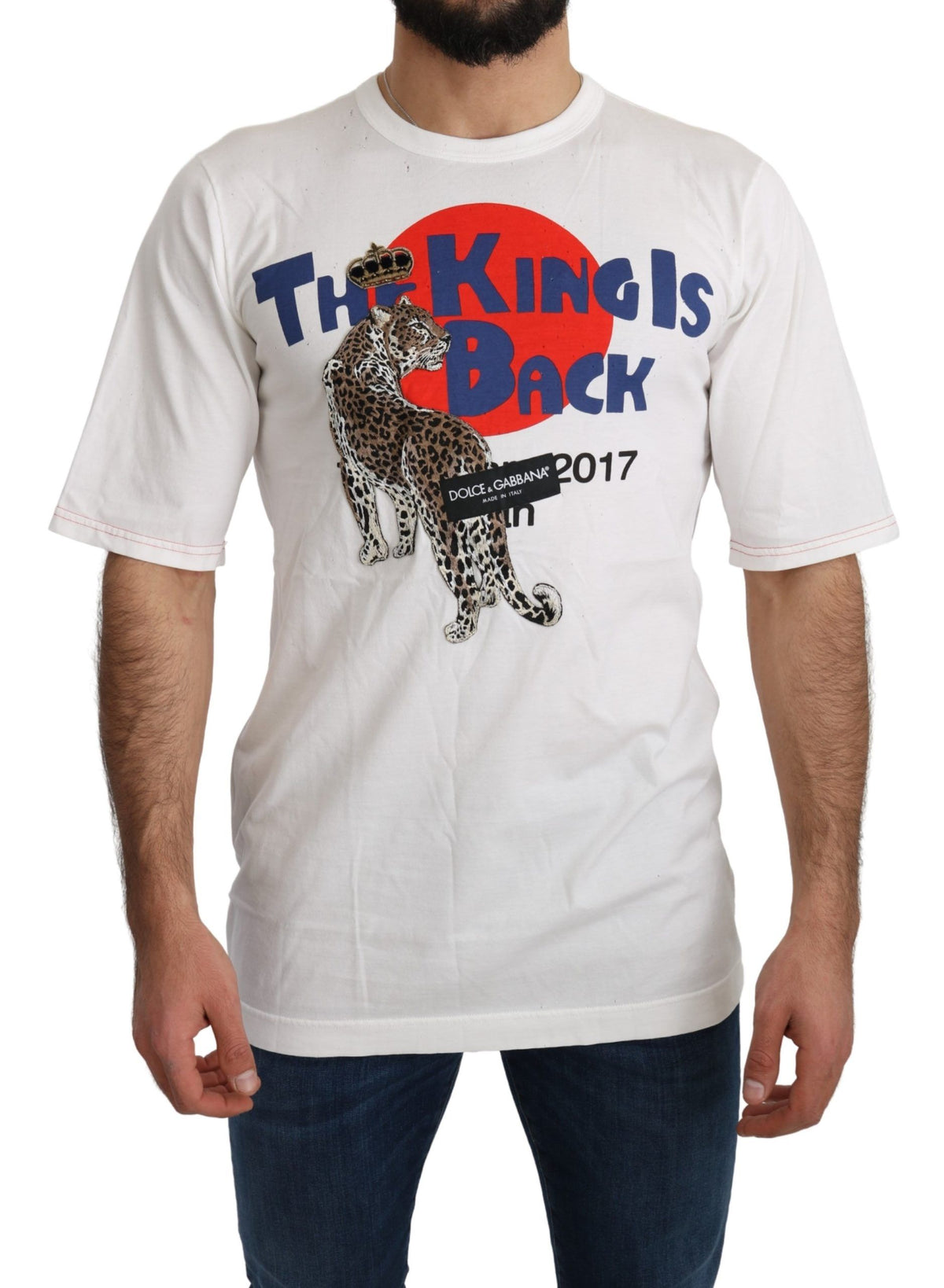 Dolce & Gabbana Weißes Leopard Royal Top T-shirt