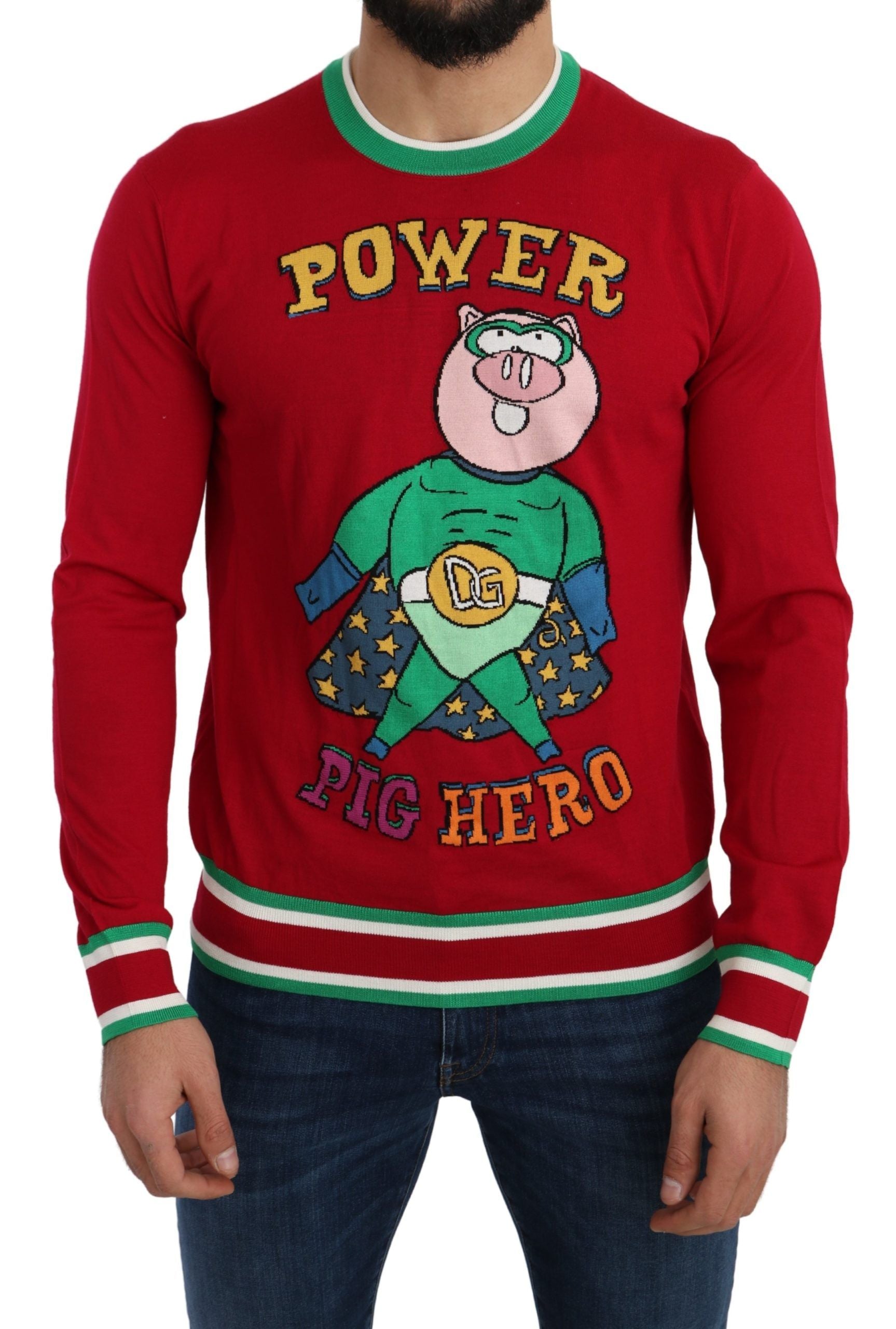 Dolce & Gabbana Roter Woll-Seiden-Pullover für das Schwein des Jahres