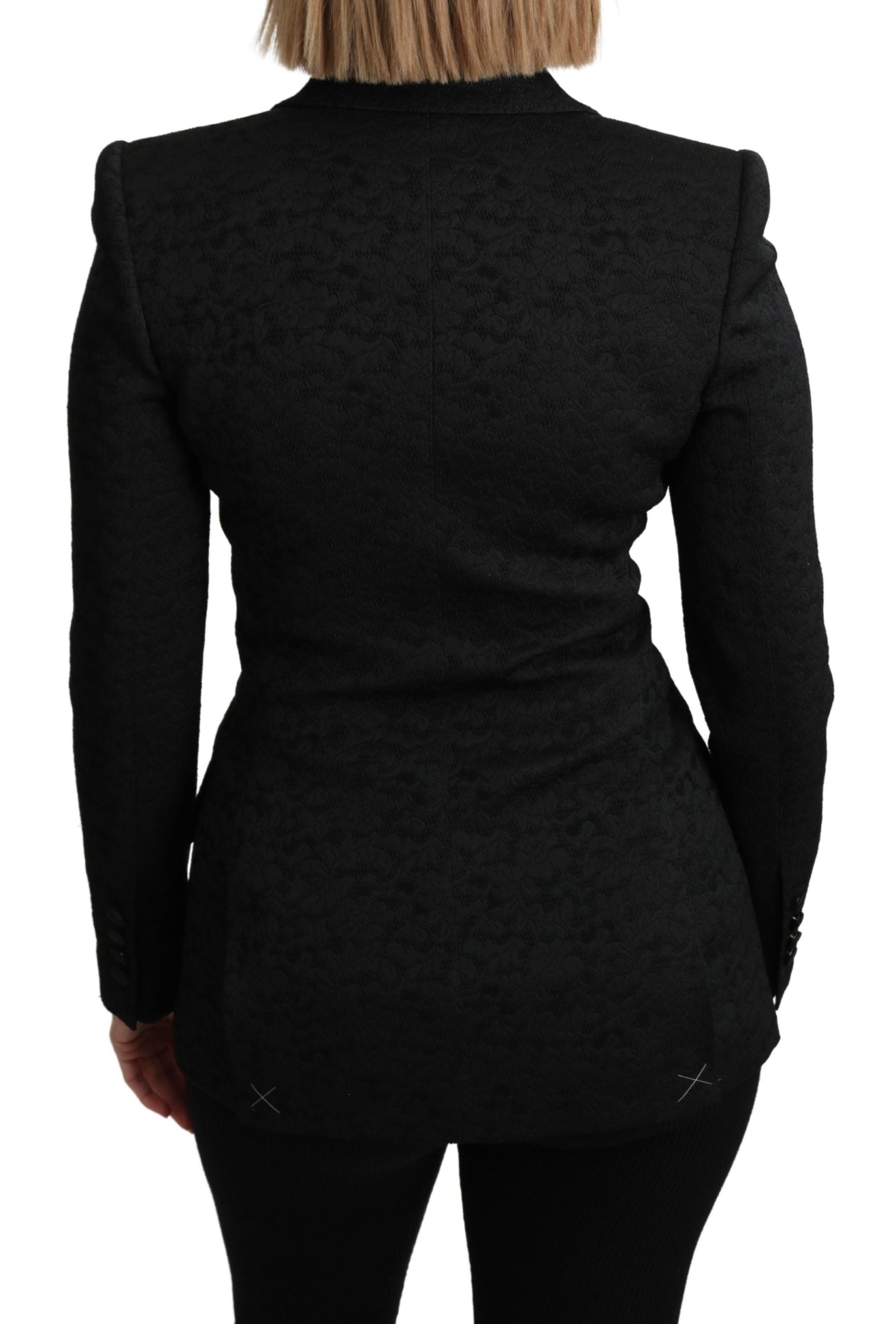 Dolce & Gabbana Schwarzer Brokat einreihiger Blazer Jacke