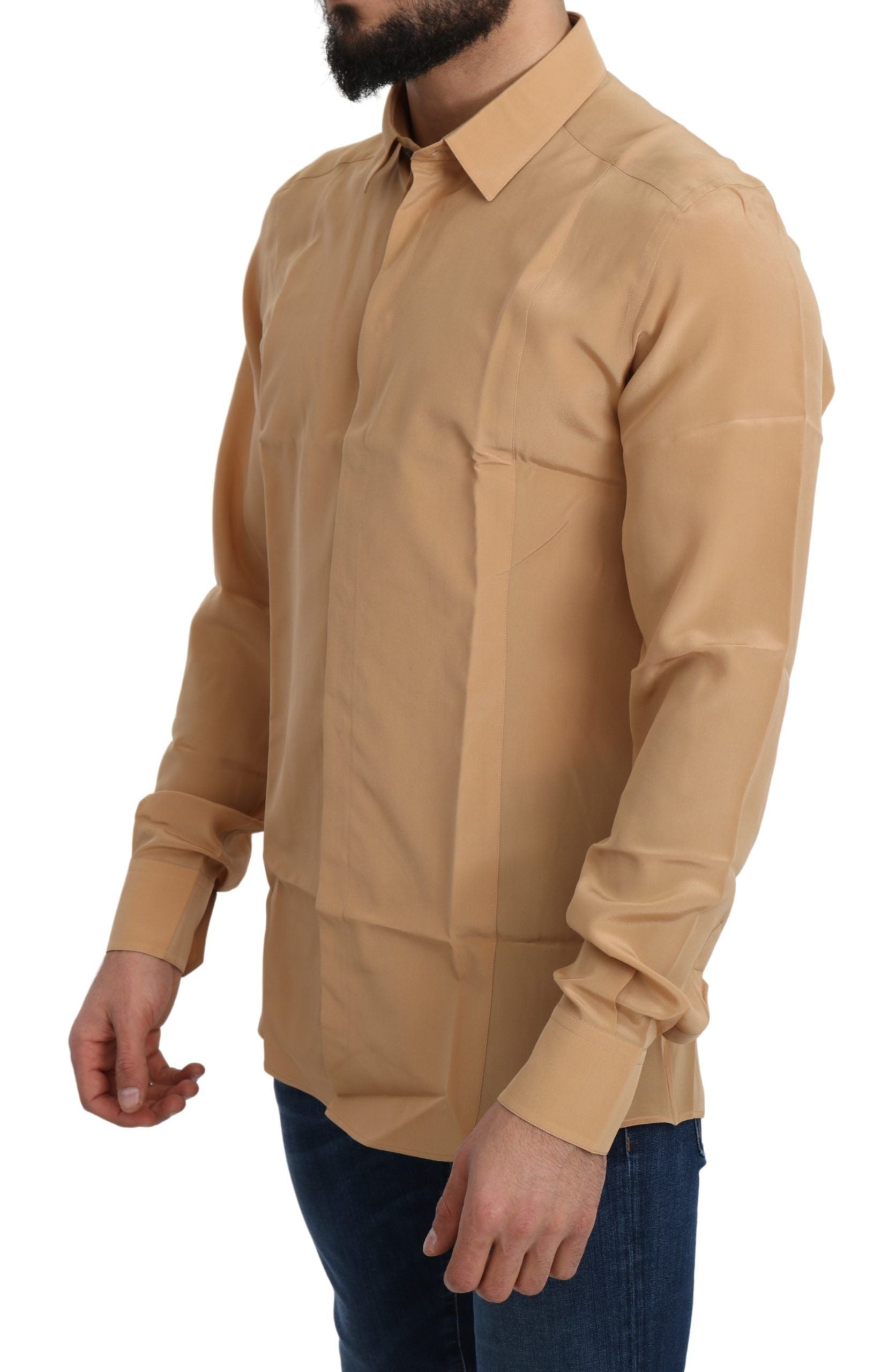 Dolce & Gabbana Gelbes 100% Seide GOLD Top Slim Hemd