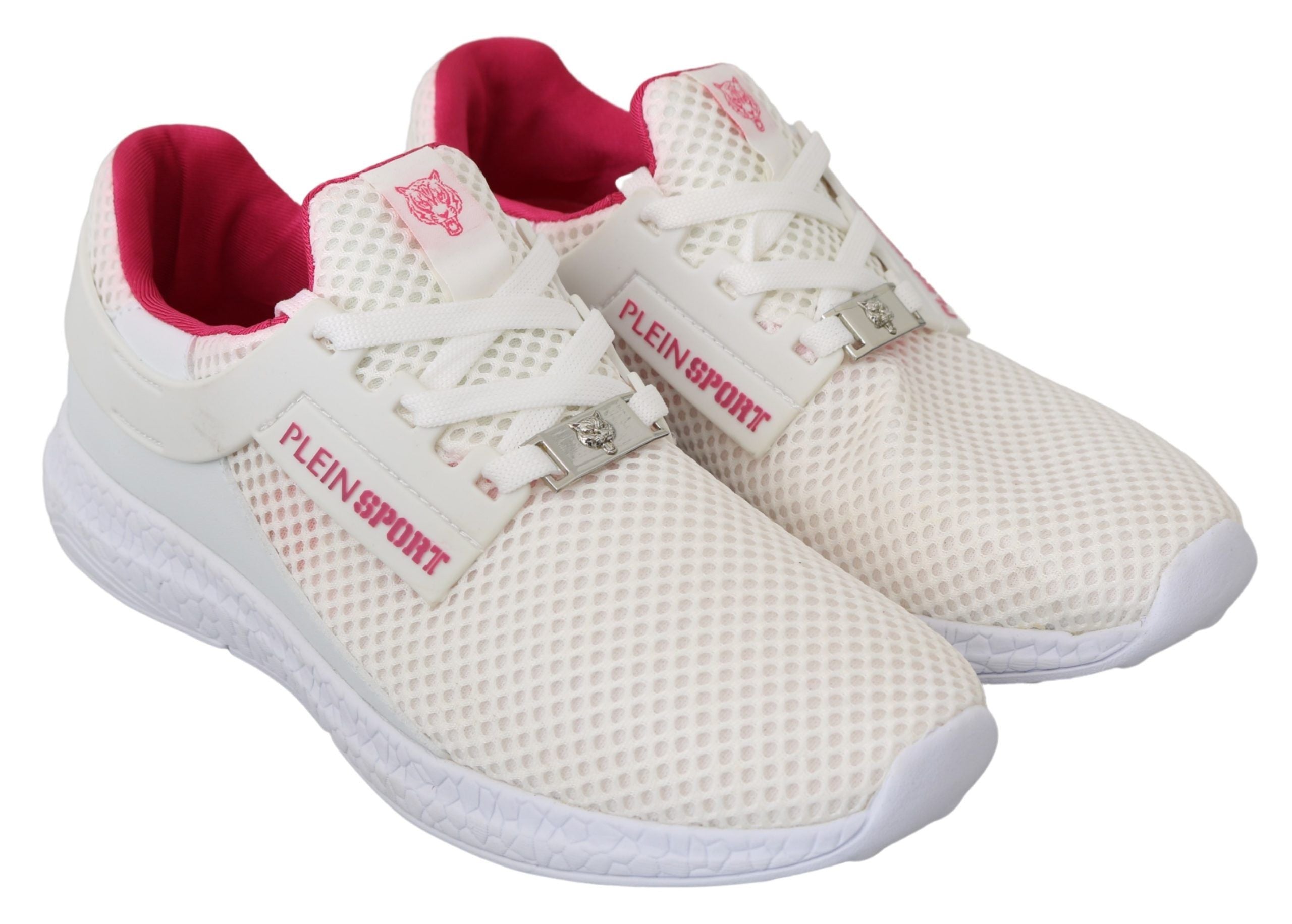 Philipp Plein Weiß Rosa Polyester Becky Turnschuhe Schuhe