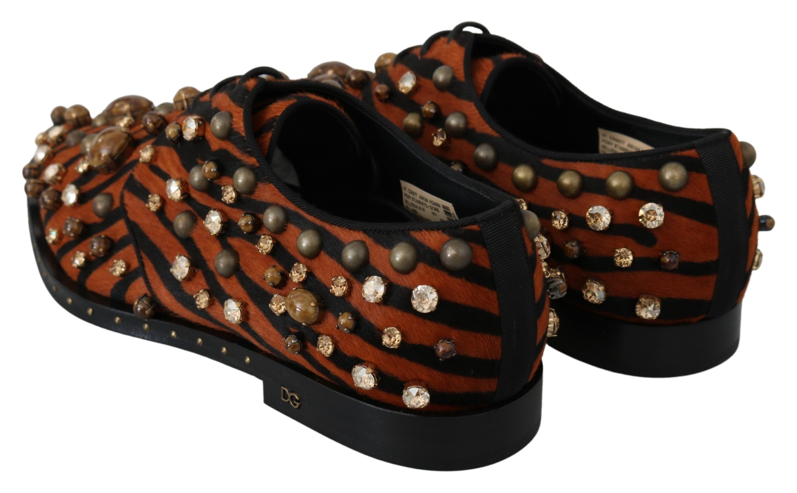 Dolce & Gabbana Orange Pony Haar Kristall Kleid Broque Schuhe