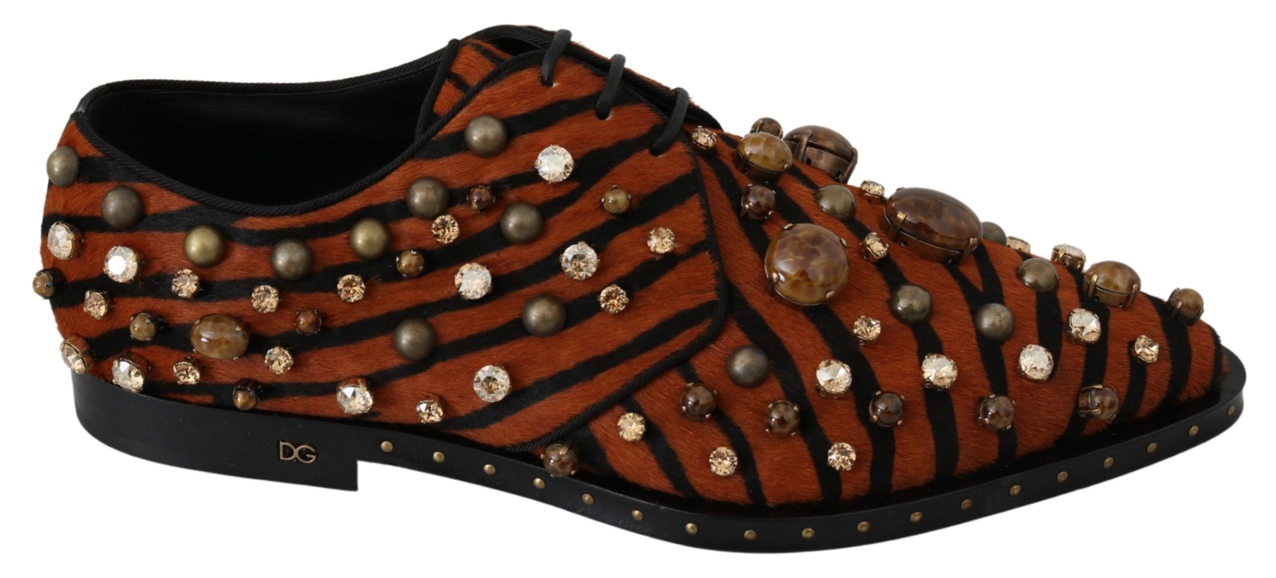 Dolce & Gabbana Orange Pony Haar Kristall Kleid Broque Schuhe
