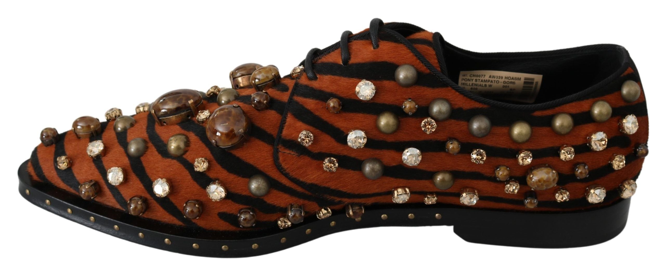 Dolce & Gabbana Orange Pony Haar Kristall Kleid Broque Schuhe