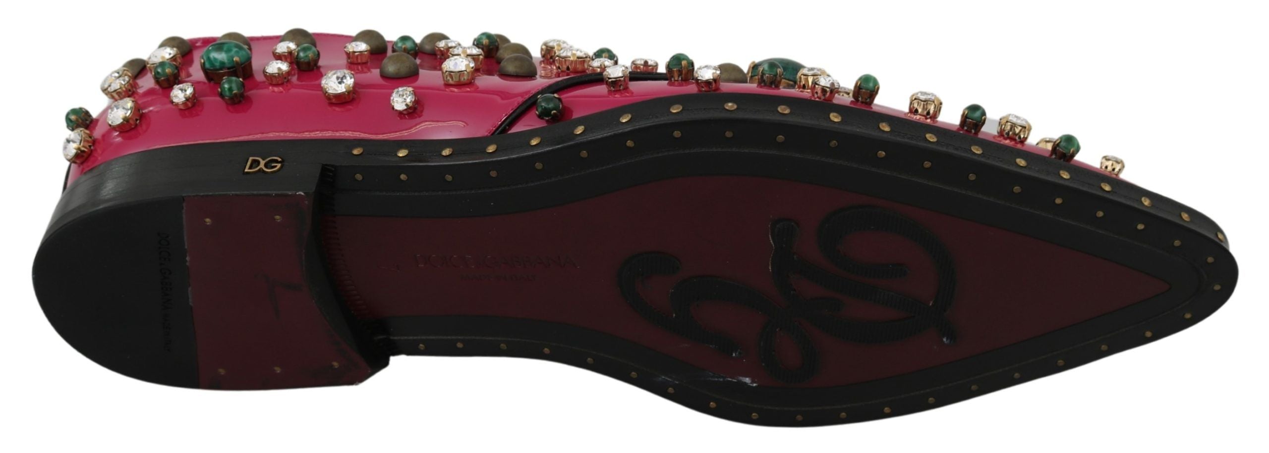 Dolce & Gabbana Rosa Leder Kristalle Kleid Broque Schuhe