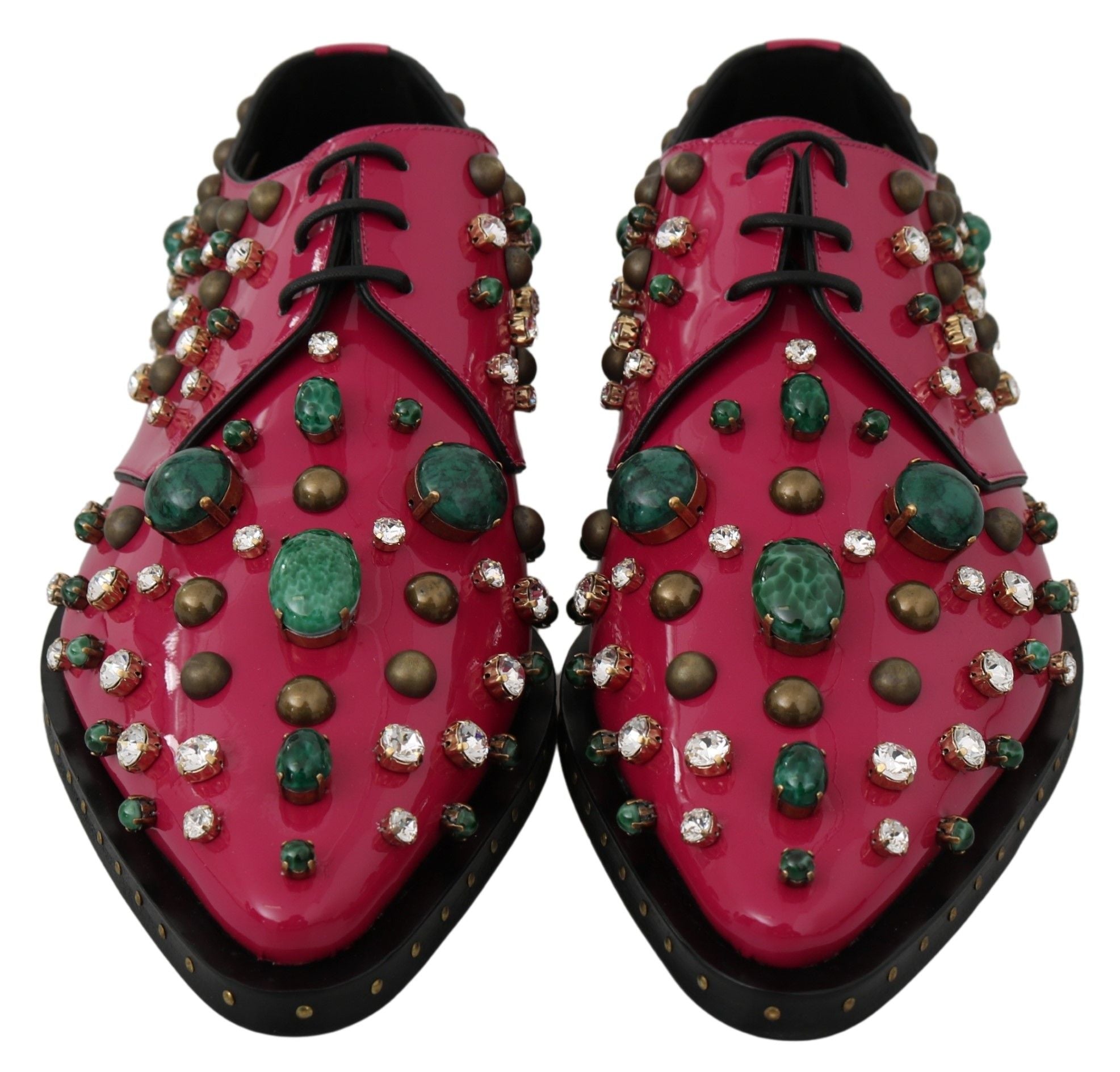 Dolce & Gabbana Rosa Leder Kristalle Kleid Broque Schuhe