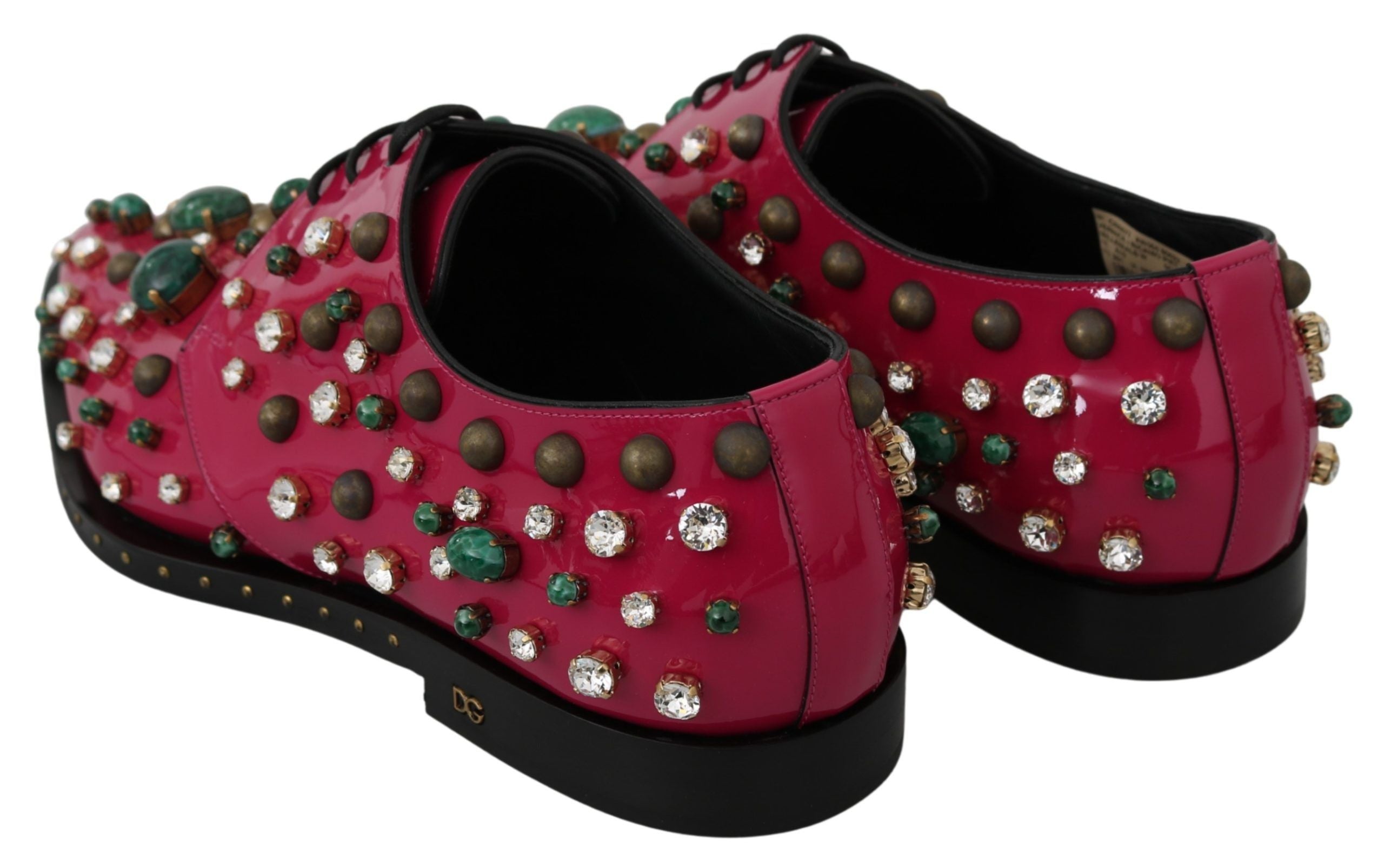Dolce & Gabbana Rosa Leder Kristalle Kleid Broque Schuhe