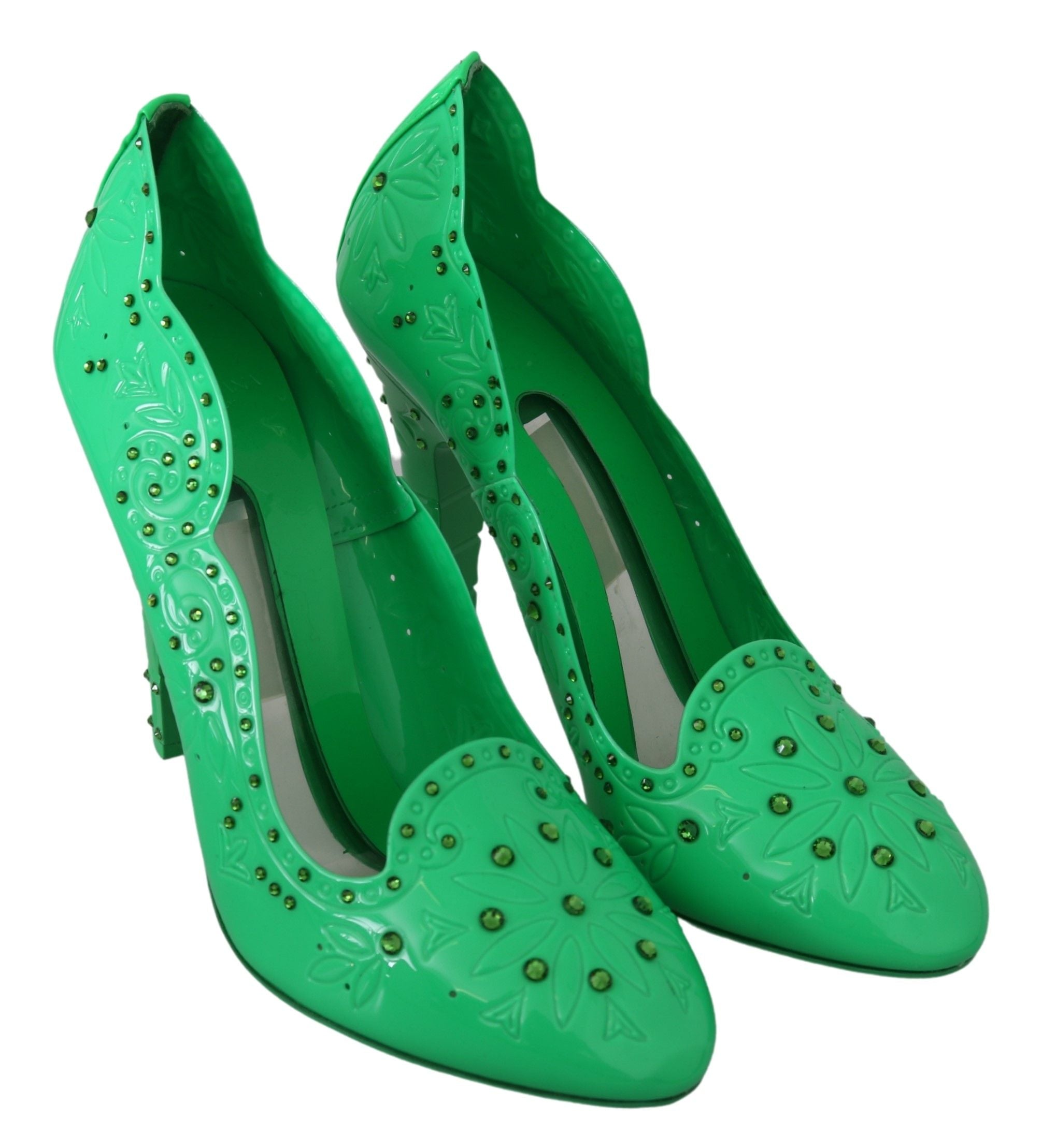 Dolce & Gabbana Grüne Crystal Floral Heels CINDERELLA Schuhe