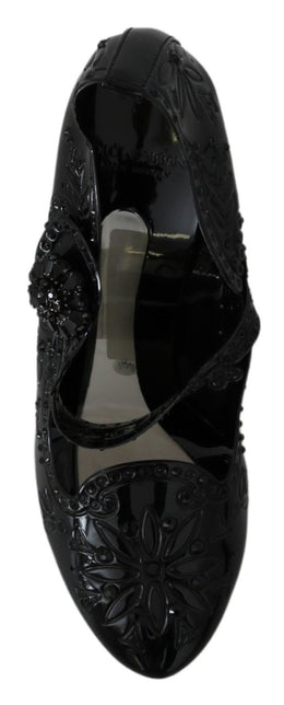 Dolce & Gabbana Schwarz Floral Kristall CINDERELLA Heels Schuhe