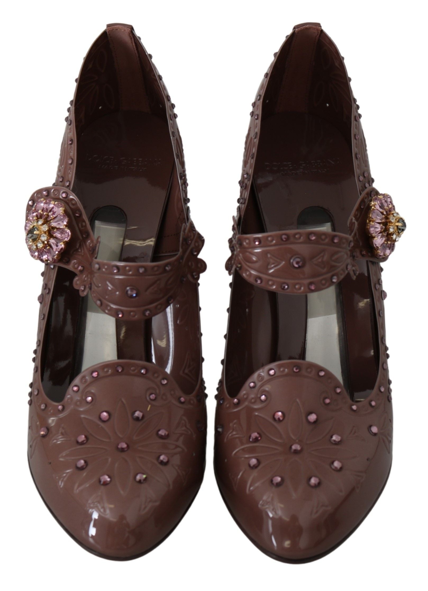 Dolce & Gabbana Braun Floral Kristall CINDERELLA Heels Schuhe