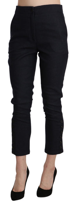 Ermanno Scervino Schwarze Capri-Hose mit hoher Taille aus beschnittener Baumwolle