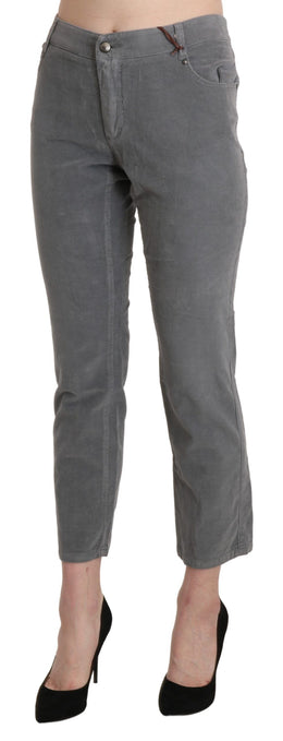 Ermanno Scervino Graue Cropped Baumwoll-Stretch-Hose