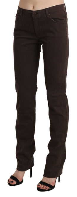 Ermanno Scervino Braun Mid Waist Skinny Slim Trouser Baumwolljeans