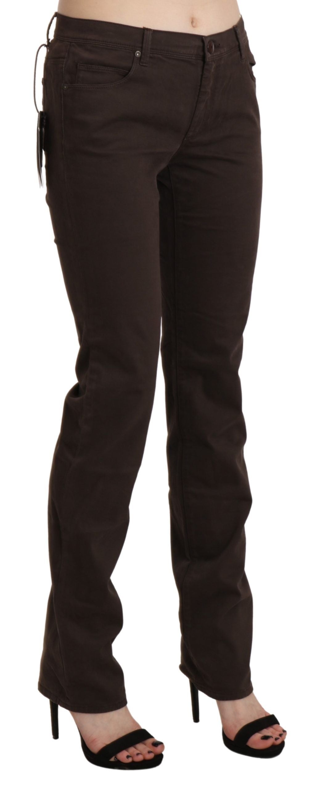 Ermanno Scervino Braun Mid Waist Skinny Slim Trouser Baumwolljeans