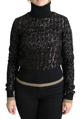 Dolce & Gabbana Schwarzer Rollkragenpullover mit Pailletten