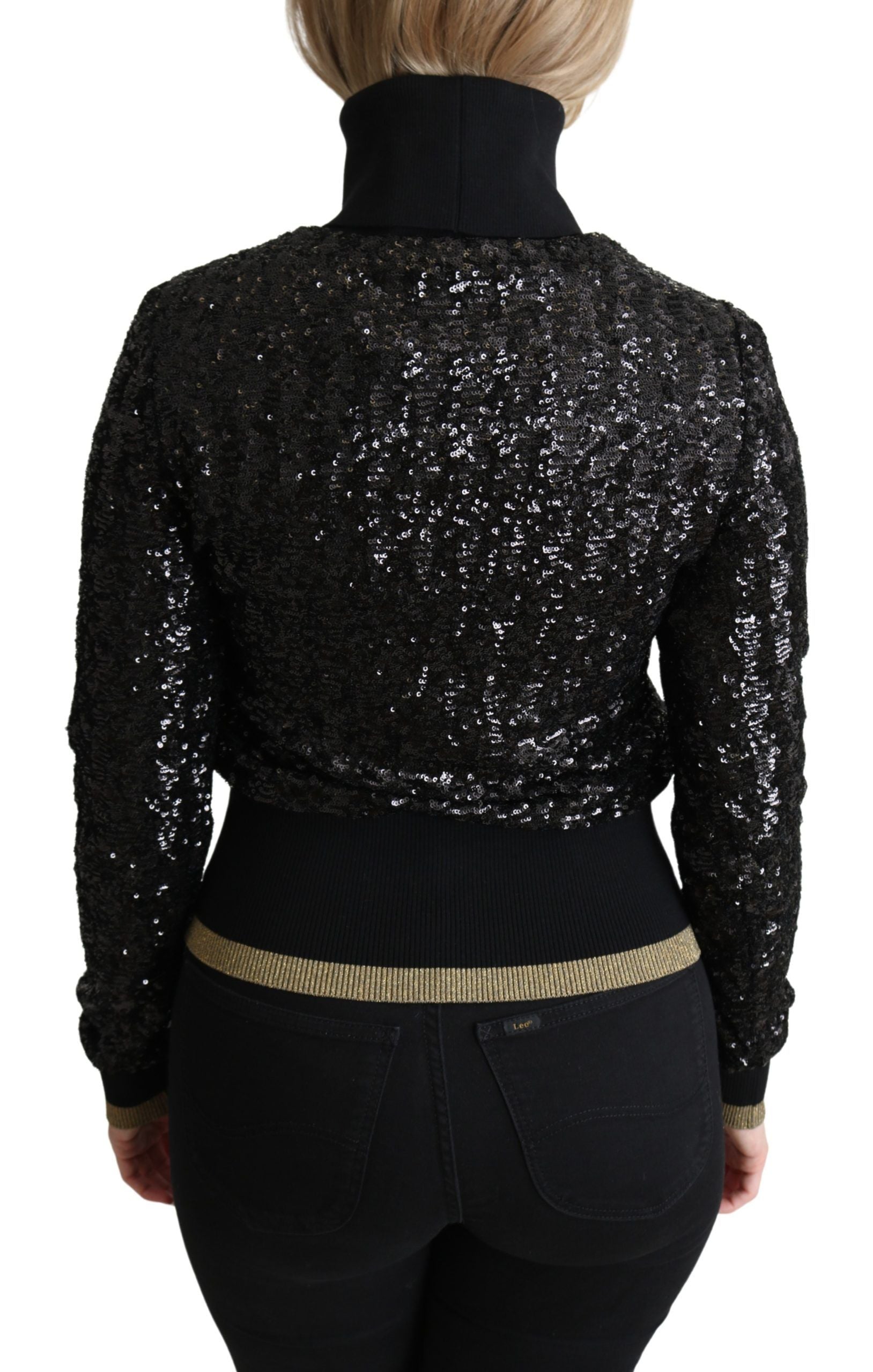 Dolce & Gabbana Schwarzer Rollkragenpullover mit Pailletten