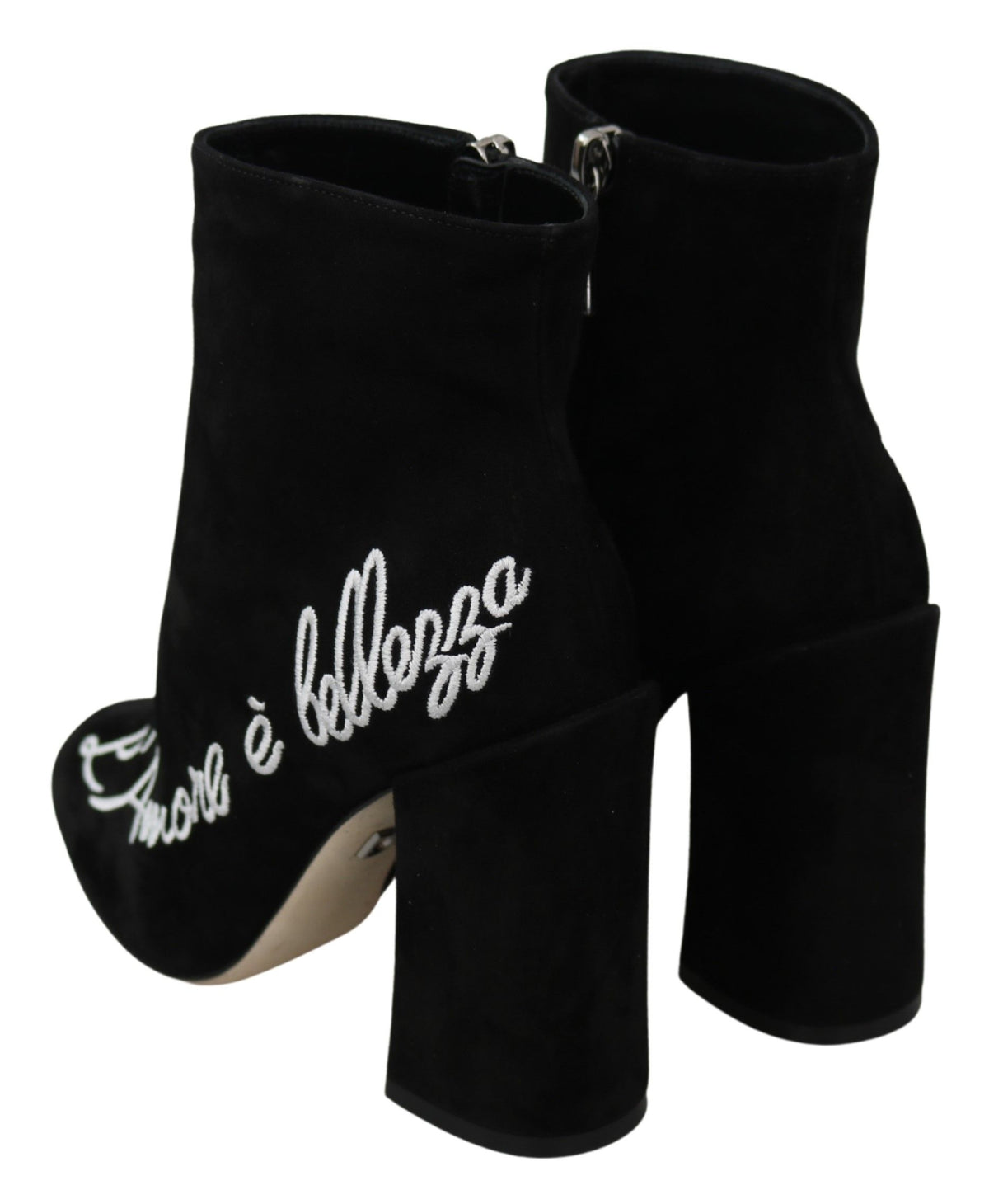 Dolce & Gabbana Schwarz Wildleder L'Amore E'Bellezza Stiefel Schuhe