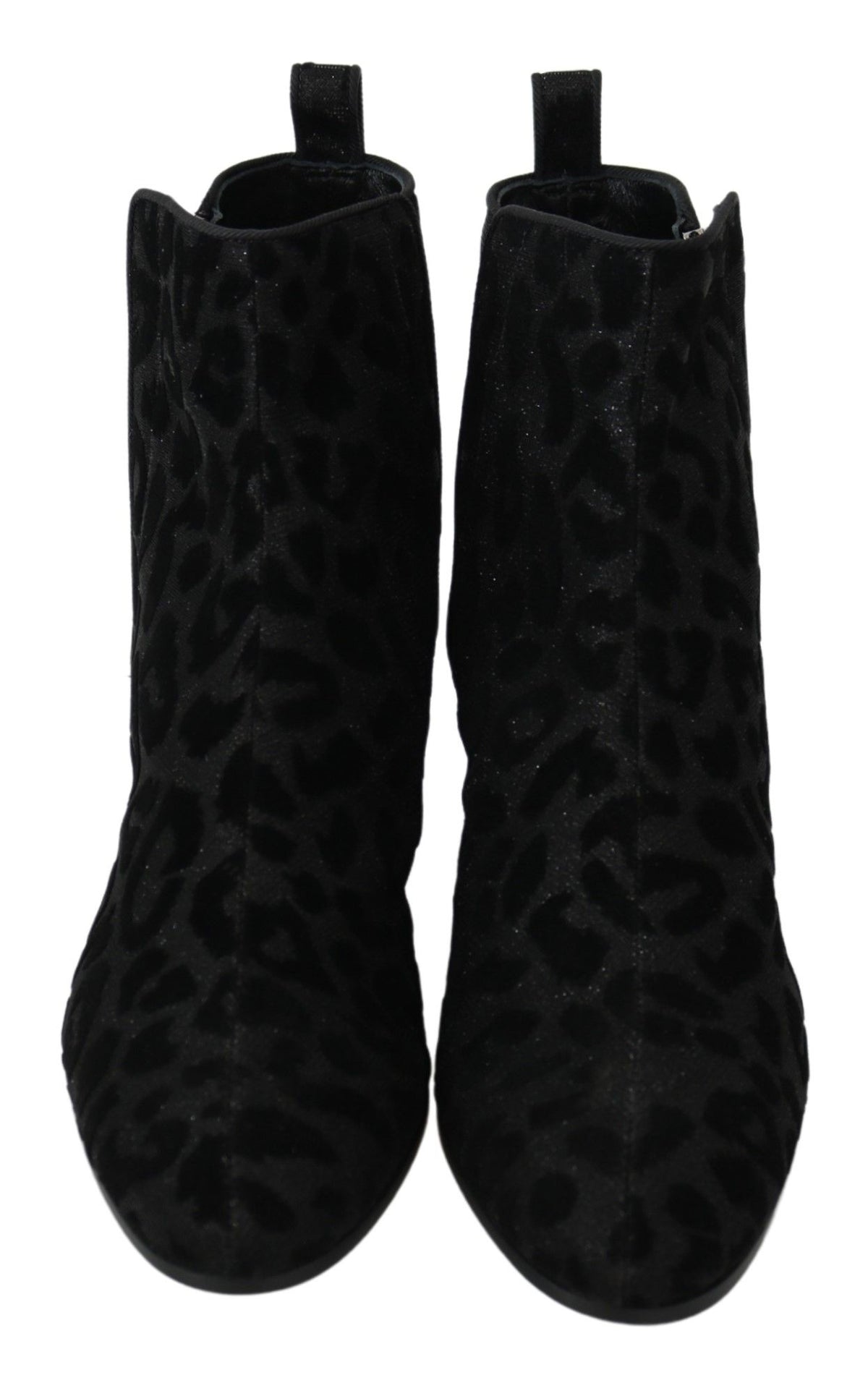 Dolce & Gabbana Schwarzer Leopard Kurze Stiefel Schuhe mit Reißverschluss