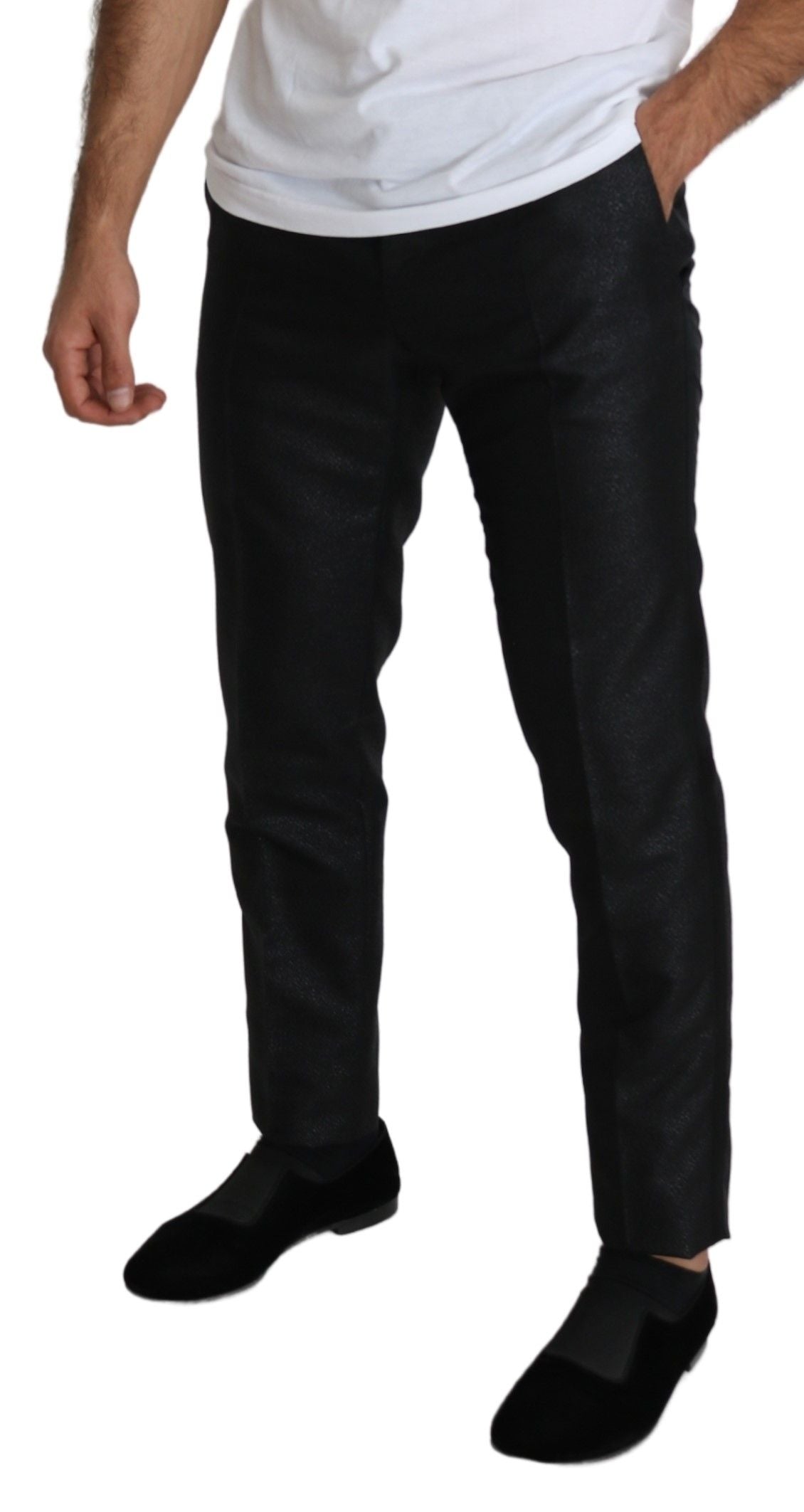 Dolce & Gabbana Schwarzes Metallic-Skinny-Hosenkleid