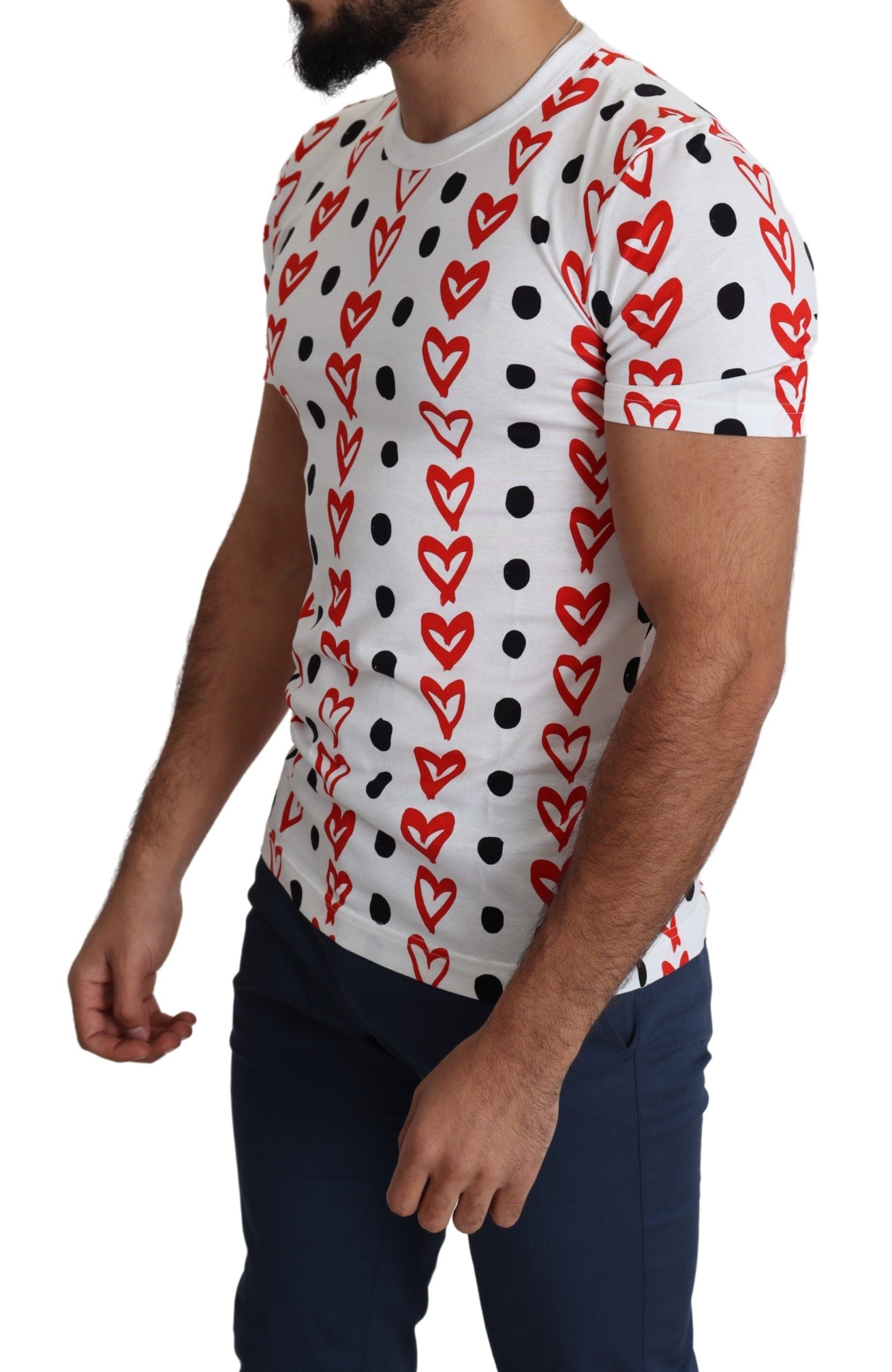 Dolce & Gabbana Weißes Herzen Print Baumwolle Männer Top T-Shirt