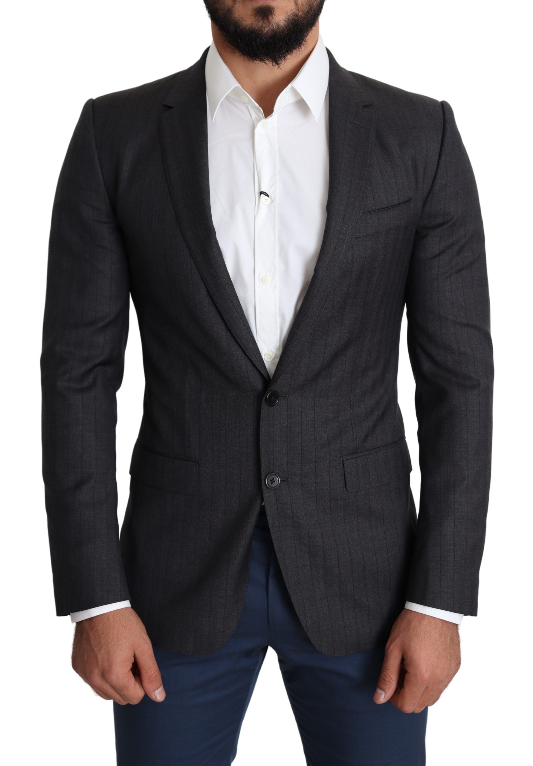 Dolce & Gabbana Schwarzer einreihiger Wollmantel MARTINI Blazer