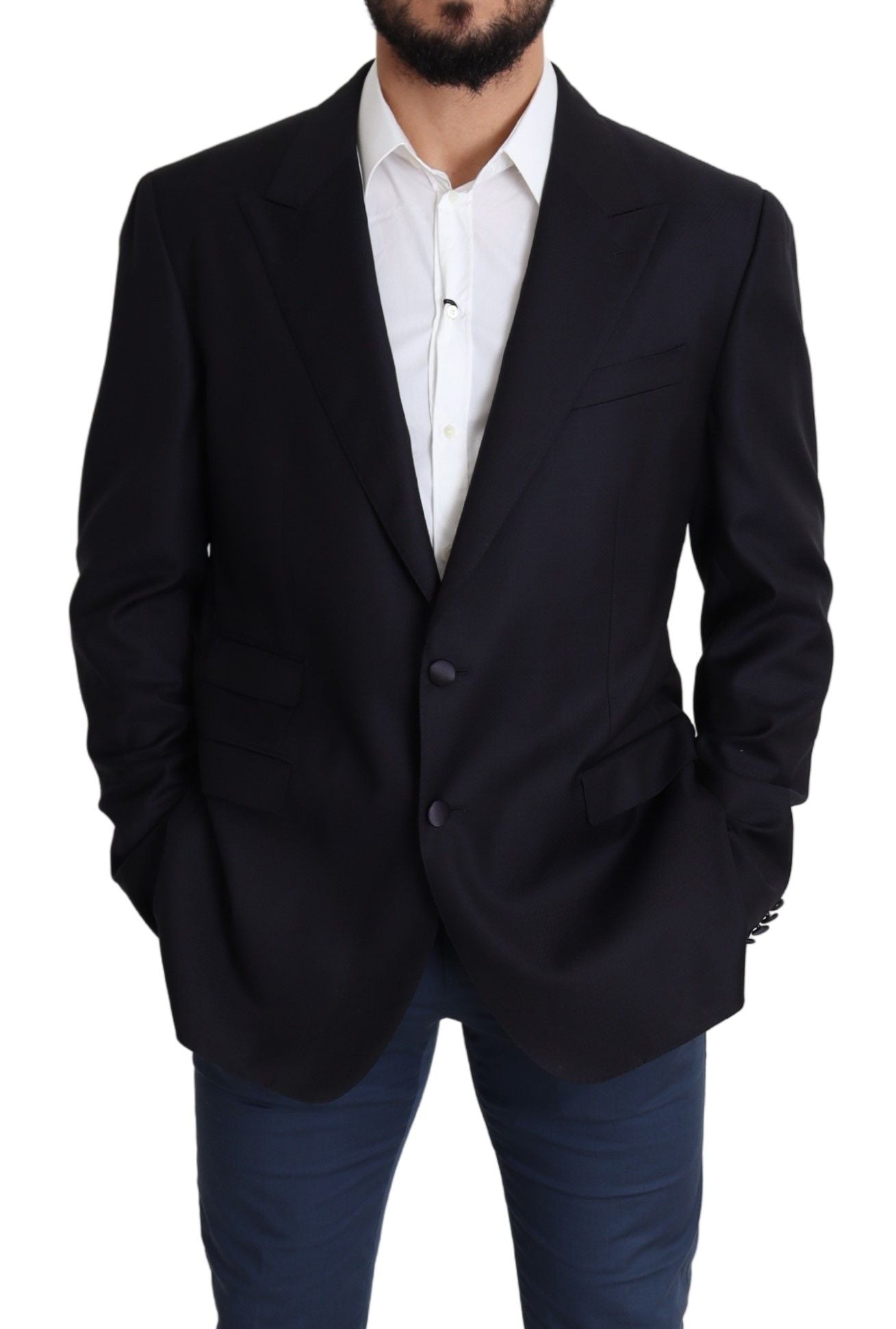 Dolce & Gabbana Schwarzer einreihiger NAPOLI-Blazer aus Wolle