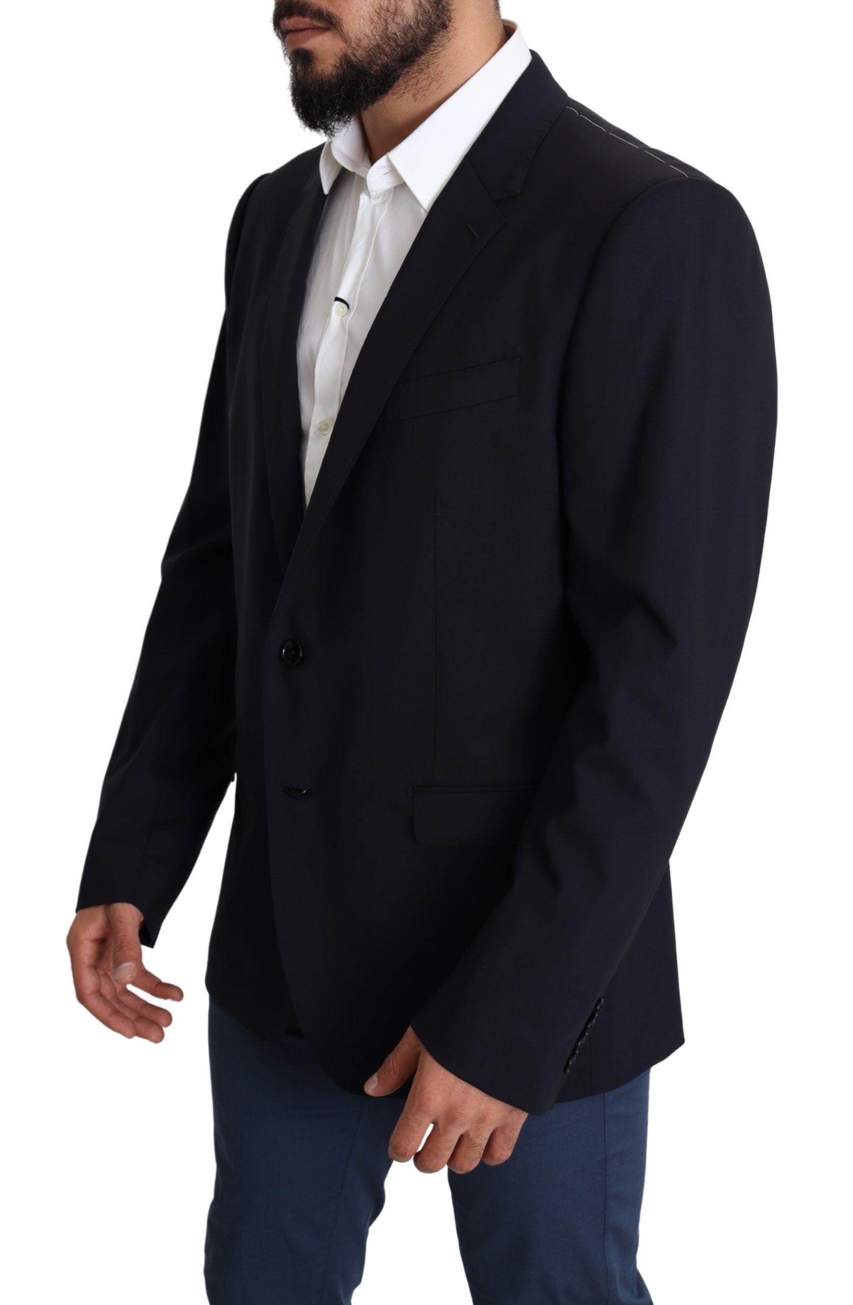 Dolce & Gabbana Schwarzer Woll-Stretch-Mantel MARTINI Blazer