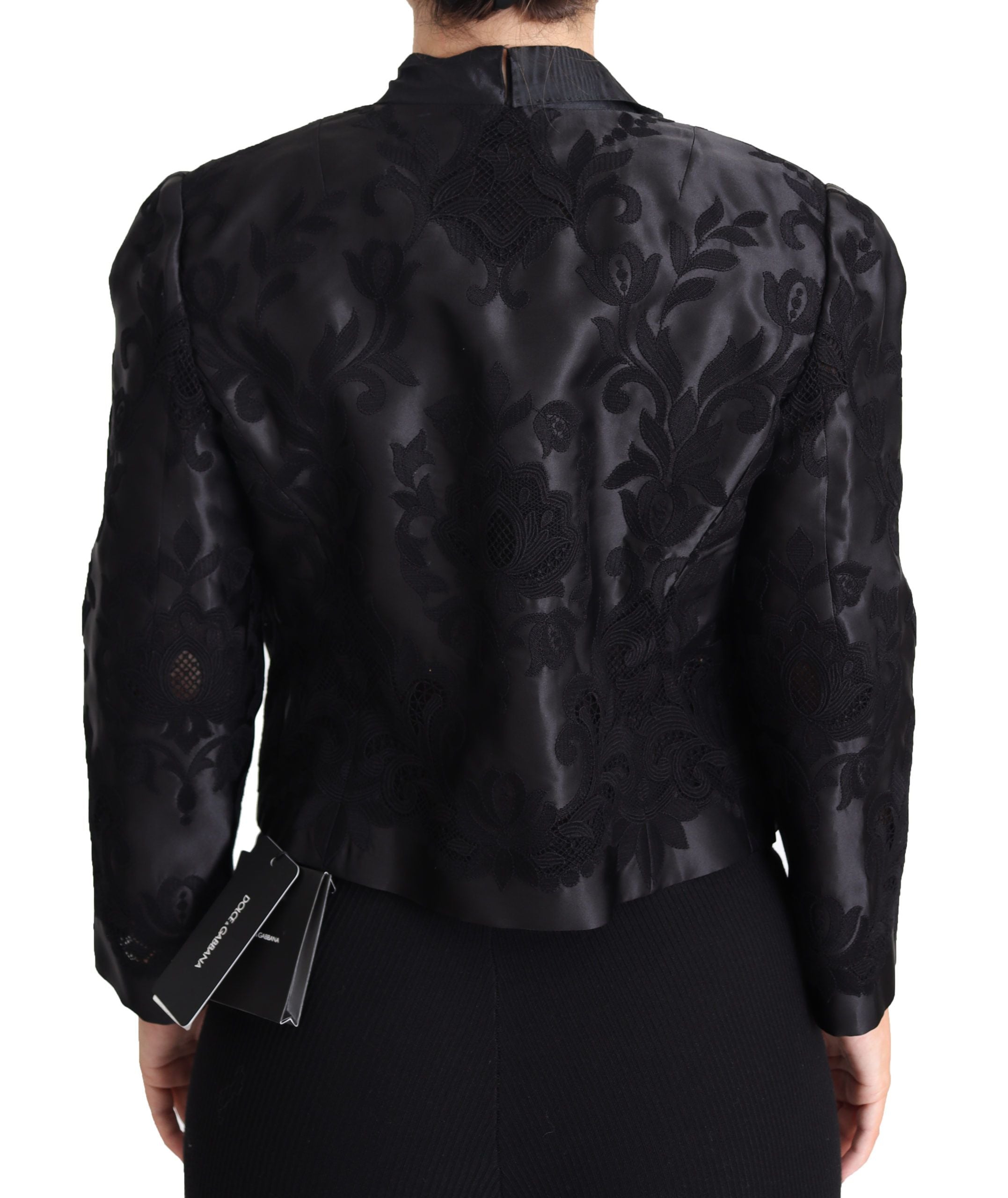 Dolce & Gabbana Schwarze Spitze durchsichtiges Korsett Organza Seidenjacke