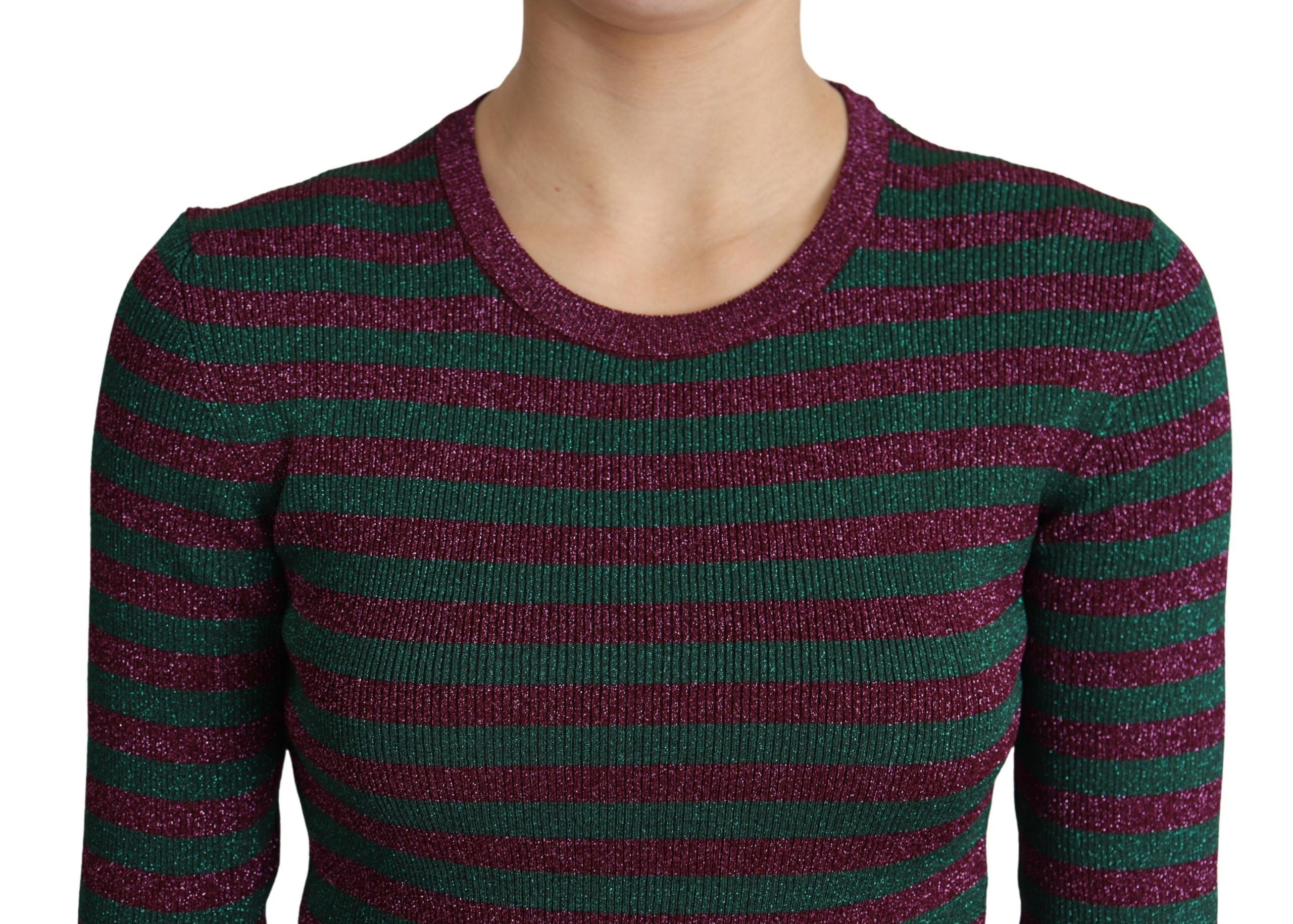 Dolce & Gabbana Mehrfarbig gestreifter Pullover mit Rundhalsausschnitt