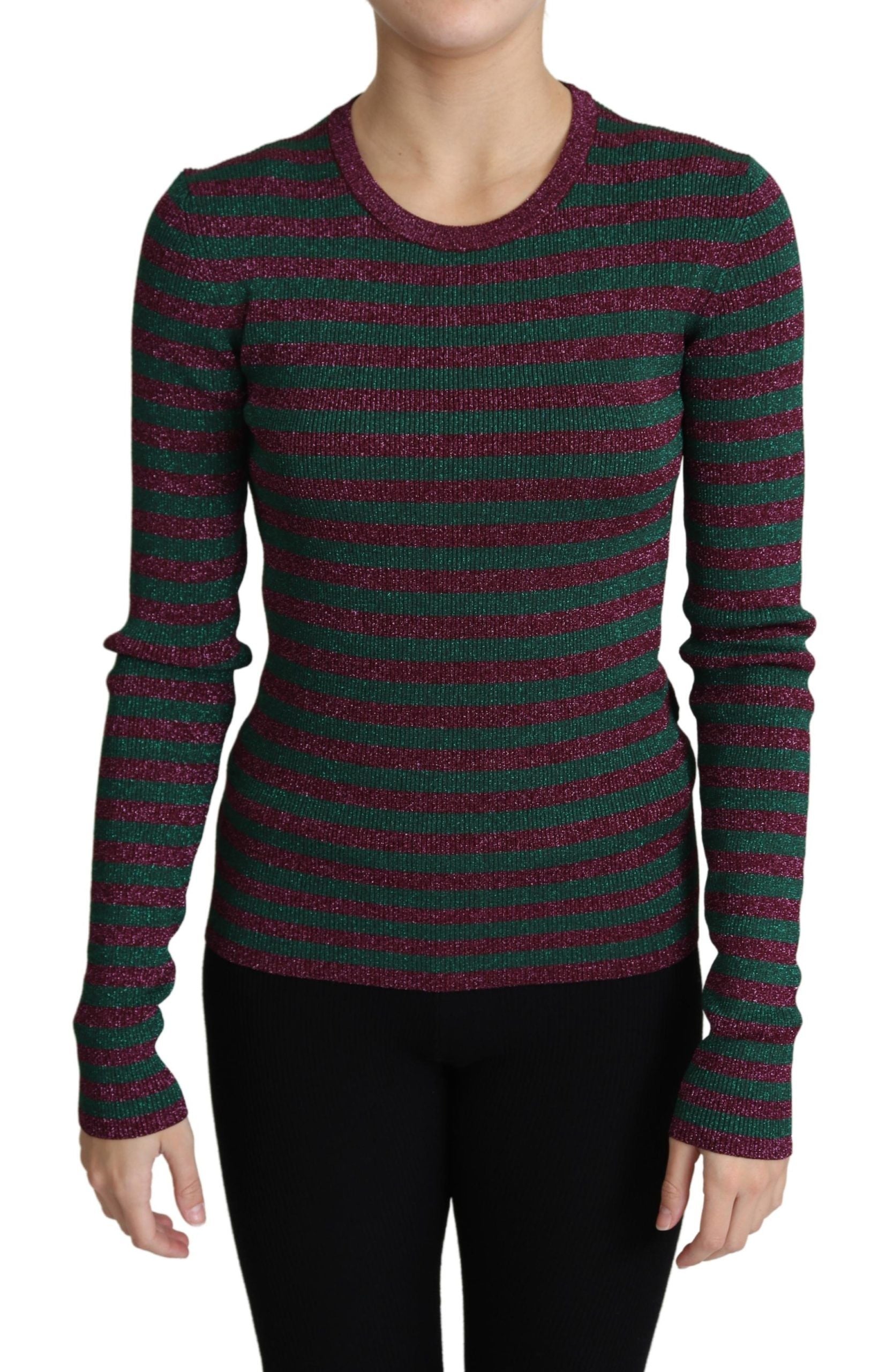 Dolce & Gabbana Mehrfarbig gestreifter Pullover mit Rundhalsausschnitt
