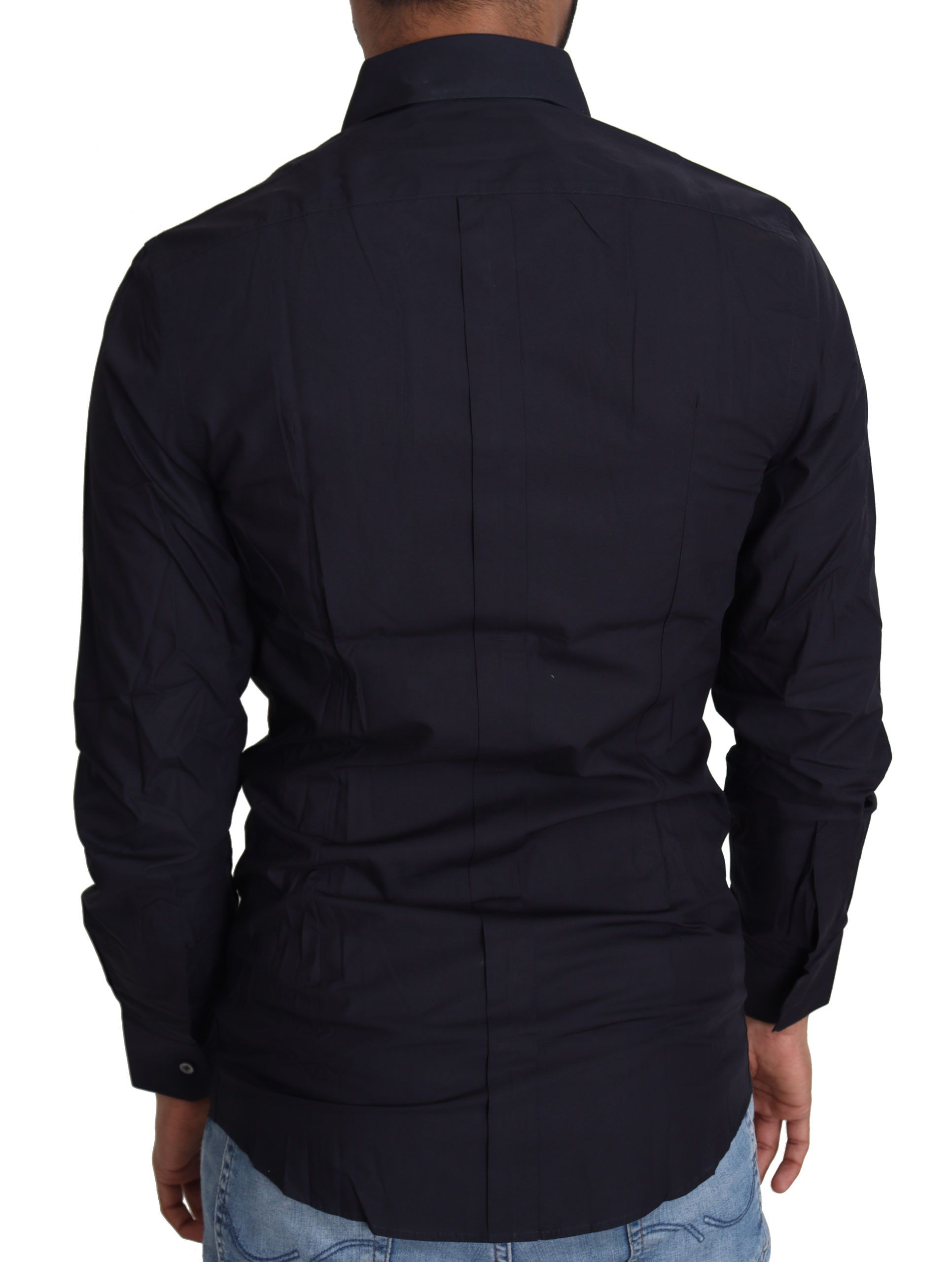 Dolce & Gabbana Marineblaues formelles Hemd aus Baumwolle