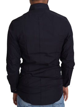 Dolce & Gabbana Marineblaues formelles Hemd aus Baumwolle