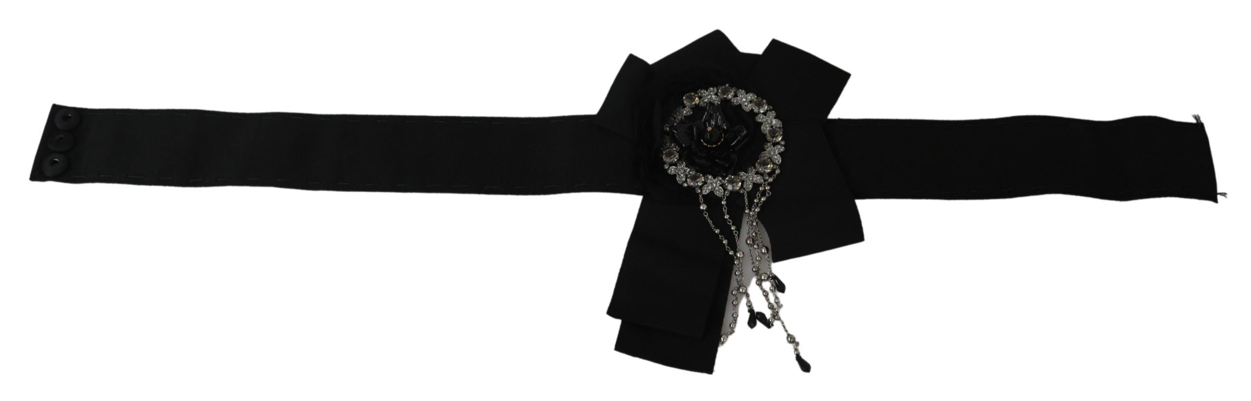 Dolce & Gabbana Schwarzer Kristall Brosche Breiter Wai SATORIA Gürtel