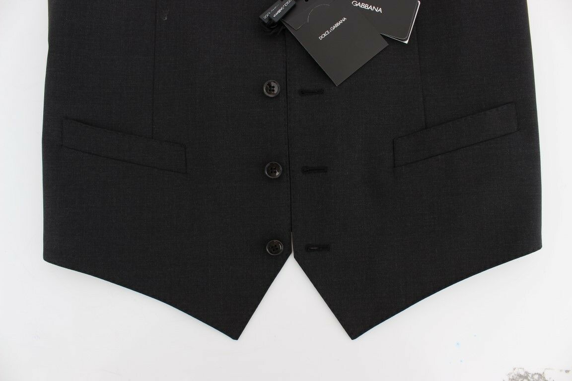 Dolce & Gabbana Graues Woll-Stretch-Kleid Blazer-Weste