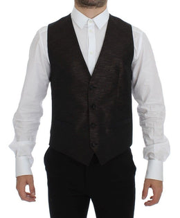 Dolce & Gabbana Schwarzes Woll-Logo-Kleid Gilet Vest