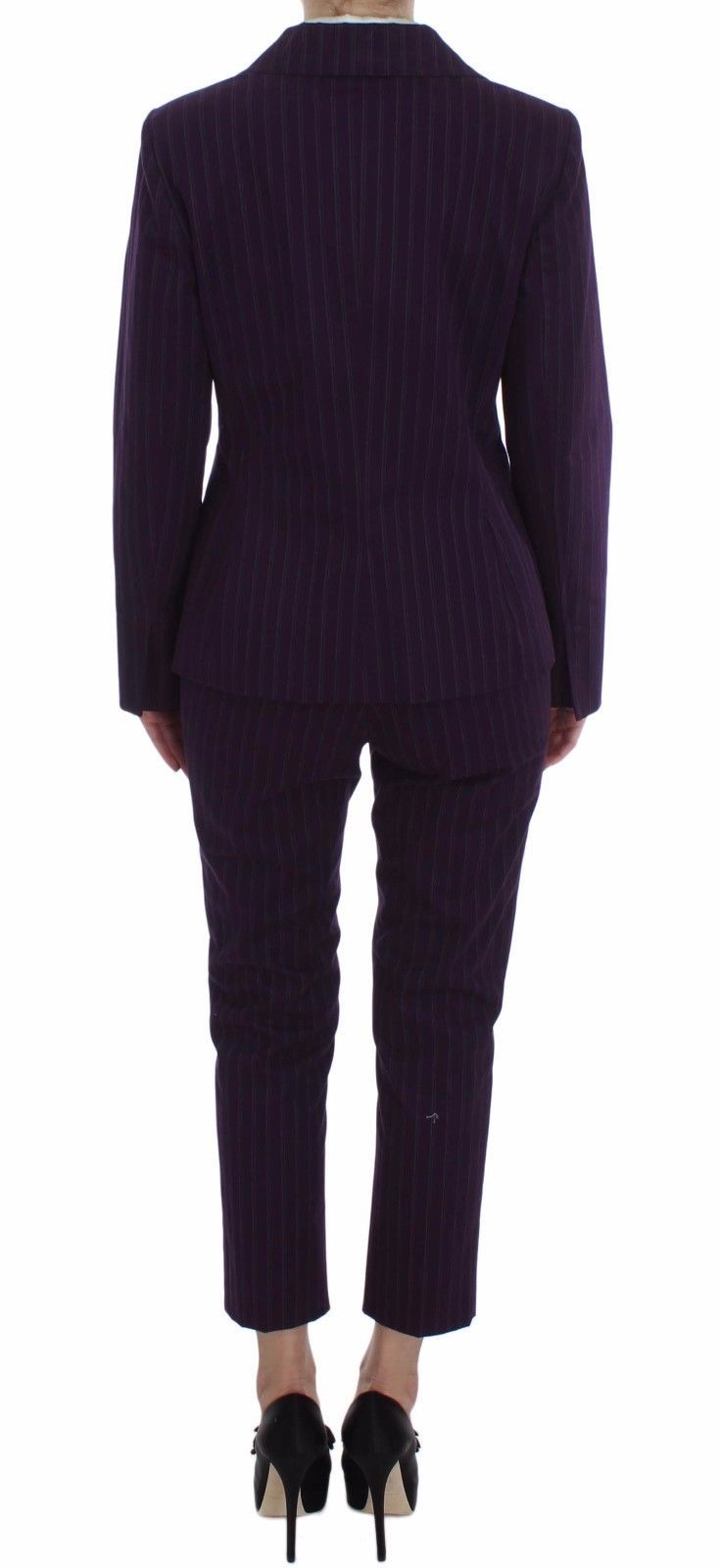 BENCIVENGA Lila gestreifter Stretch-Mantel Blazer Hose Anzug
